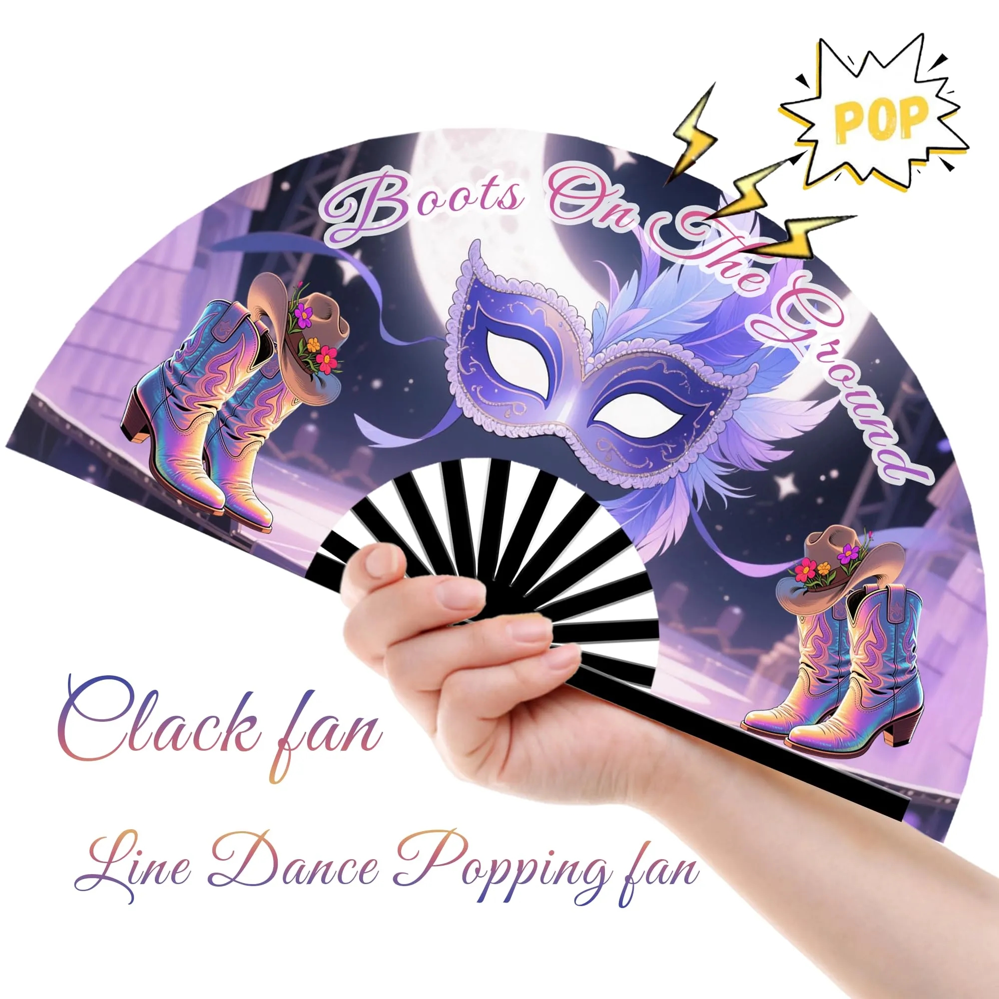 Line Dance Popping Fan Western Cowboy Boot Accessories Style 17
