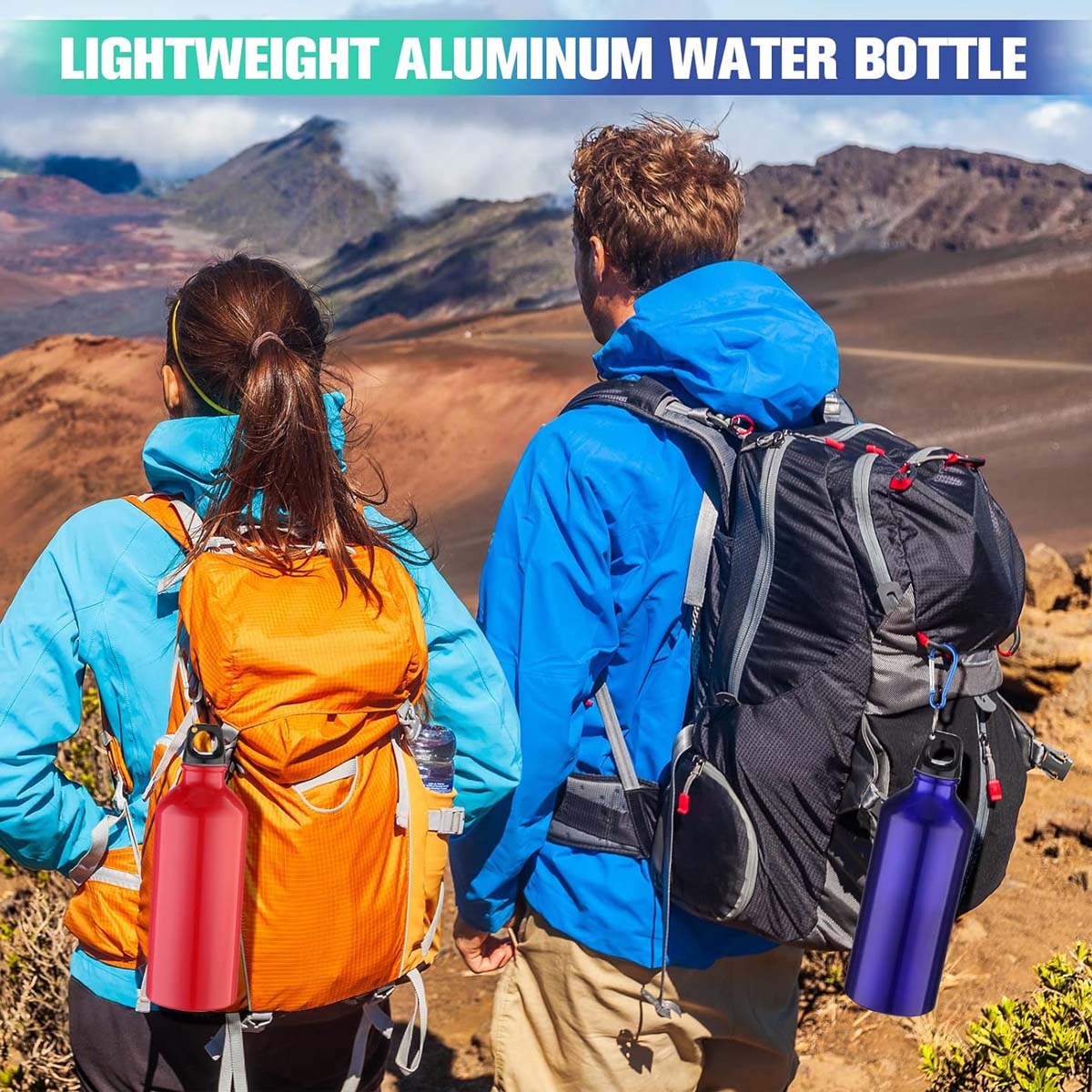 Large Travel Gym Sports Camping Water Bottle with Carabiner 3
