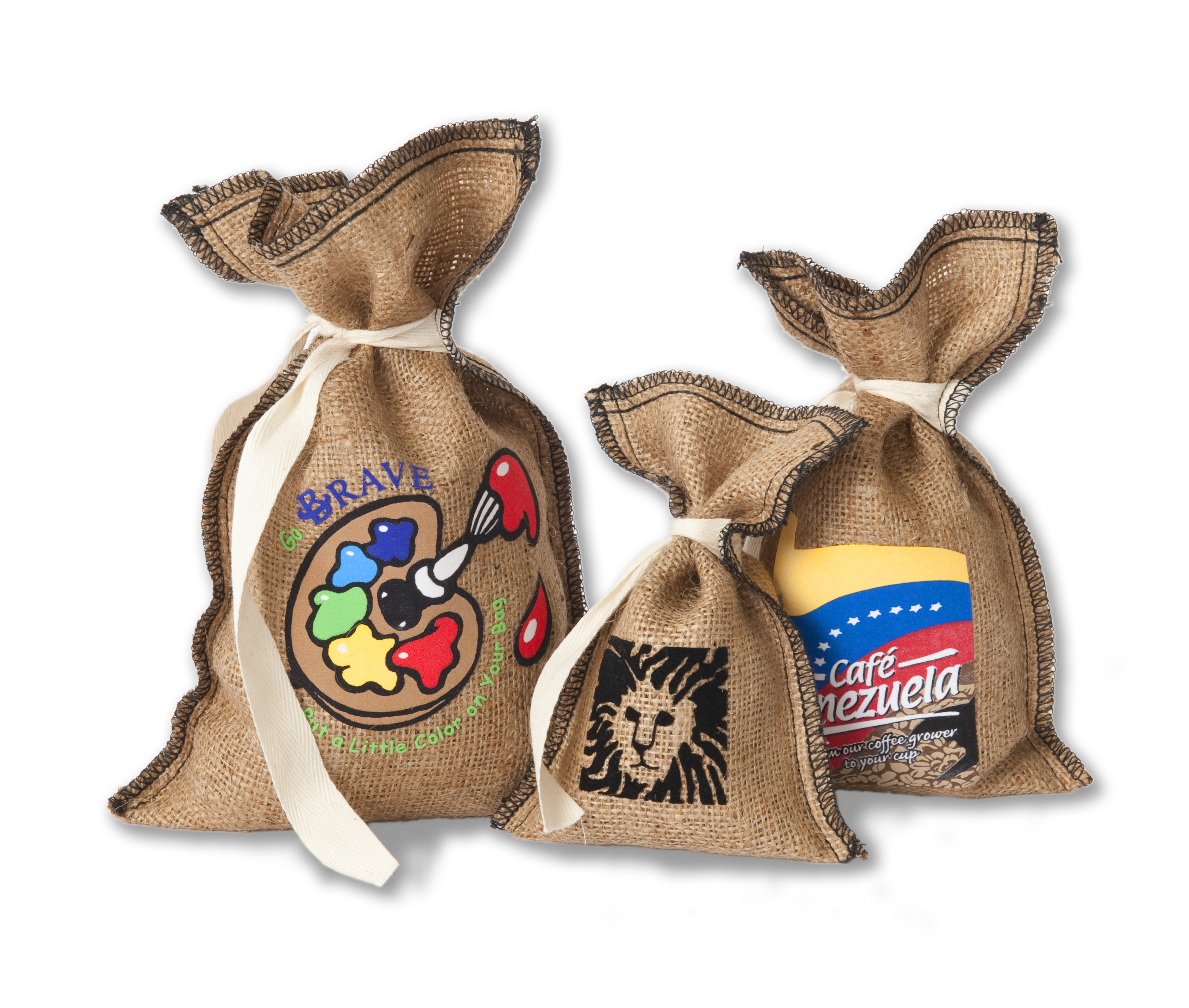 Tiki Burlap/Jute Pouch with Tie 8x12" 2
