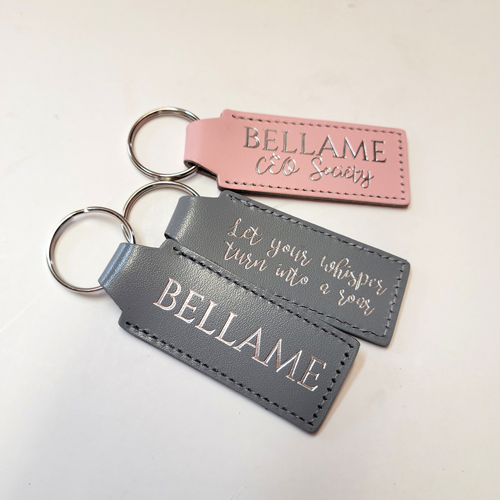Double Sided Rectangular Leather Key Chain - Small 4