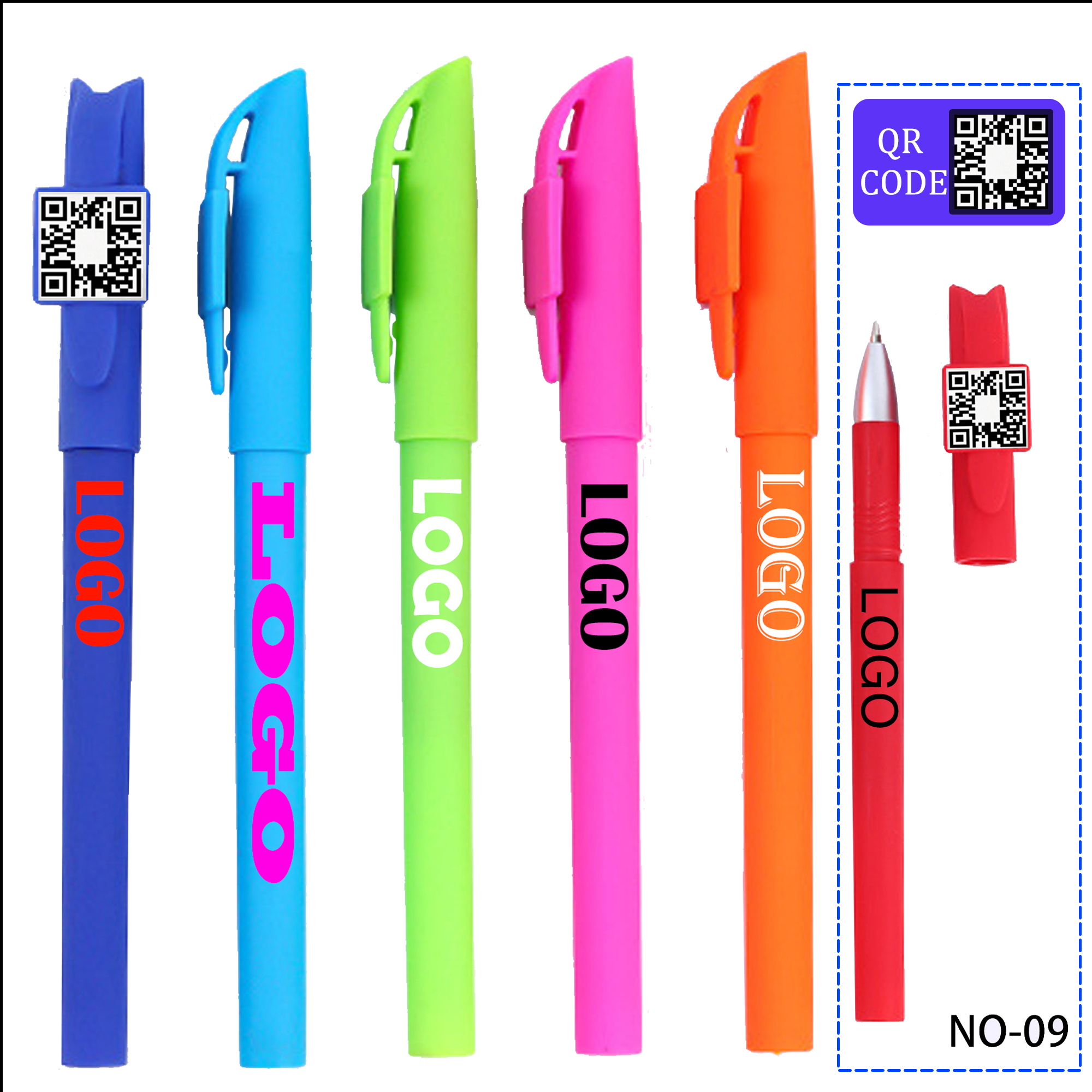 Skin-friendly colored pen barrels that can print QR codes and logos on gel pens 2