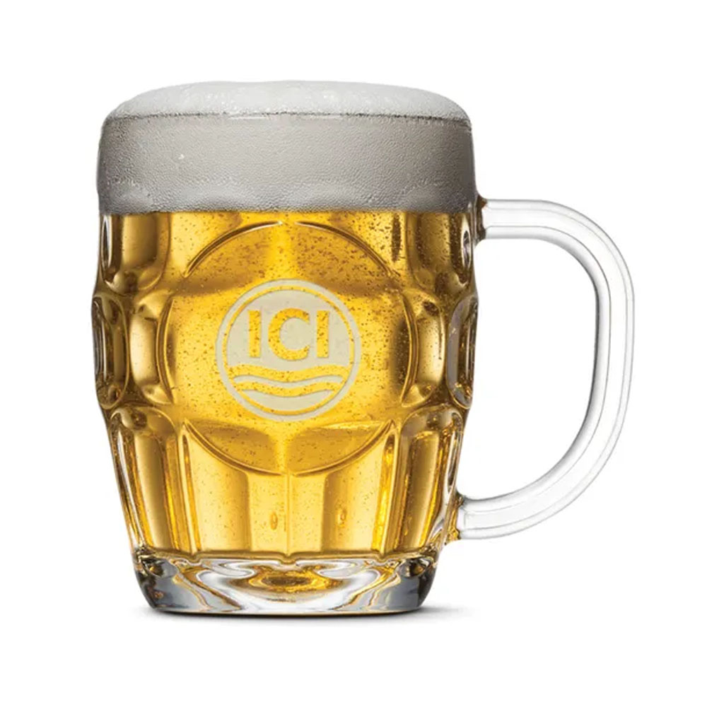 20 oz.GlassBeer Mug with Oval Engraving Area and Handle Made in USA 1