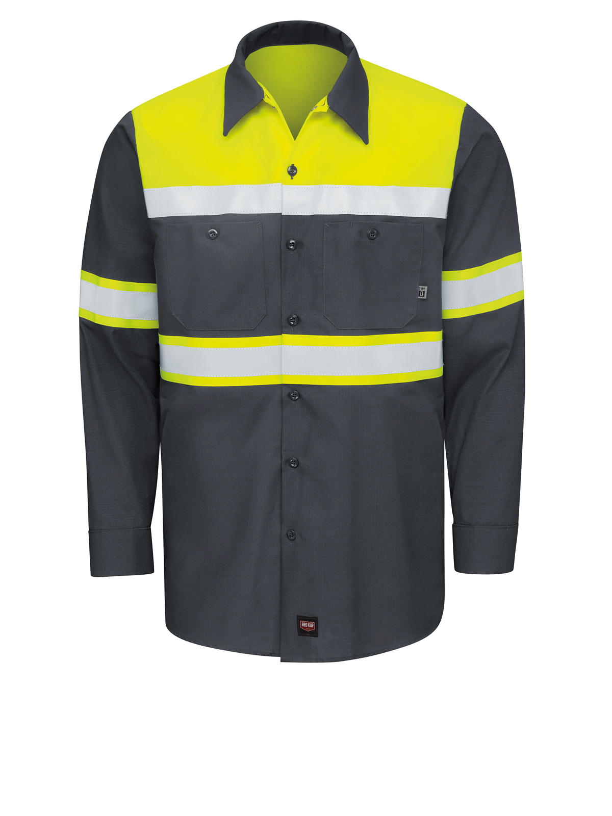 Red Kap Hi-Visibility -  Unisex Hi-Visibility Long Sleeve Color Block Ripstop Work Shirt - Type O, Class 1
