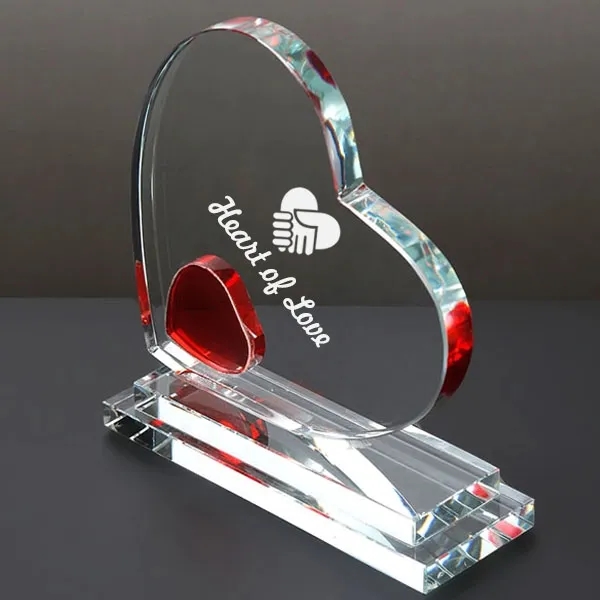 Heart Shape Clear Crystal Award Trophy 4