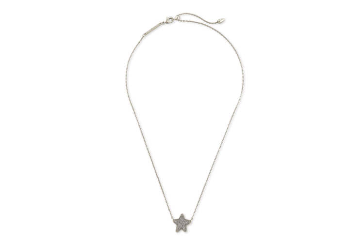Kendra Scott Jae Star Silver Pendant Necklace in Platinum Drusy