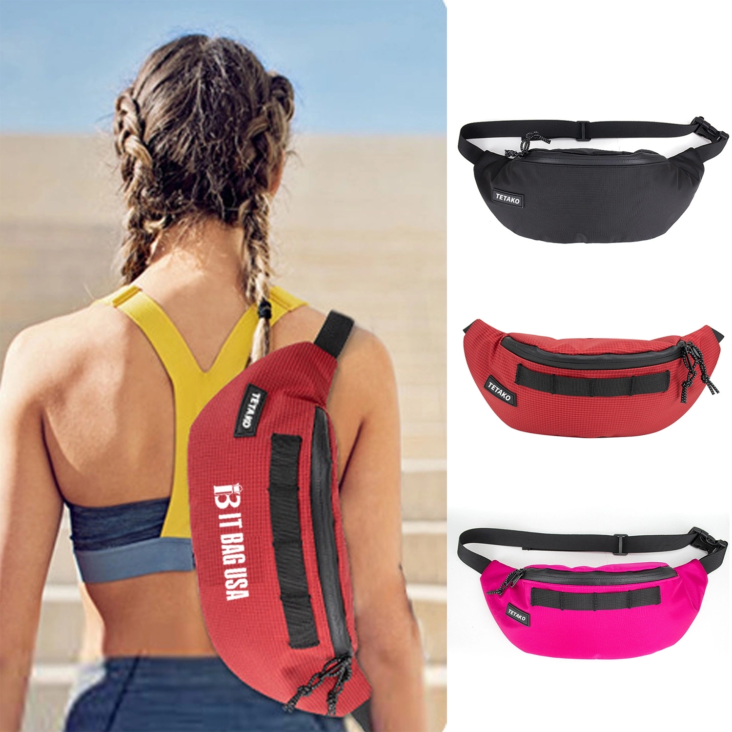 Large Crossbody Fanny Pack Pockets Running Casual Hands-Free 4
