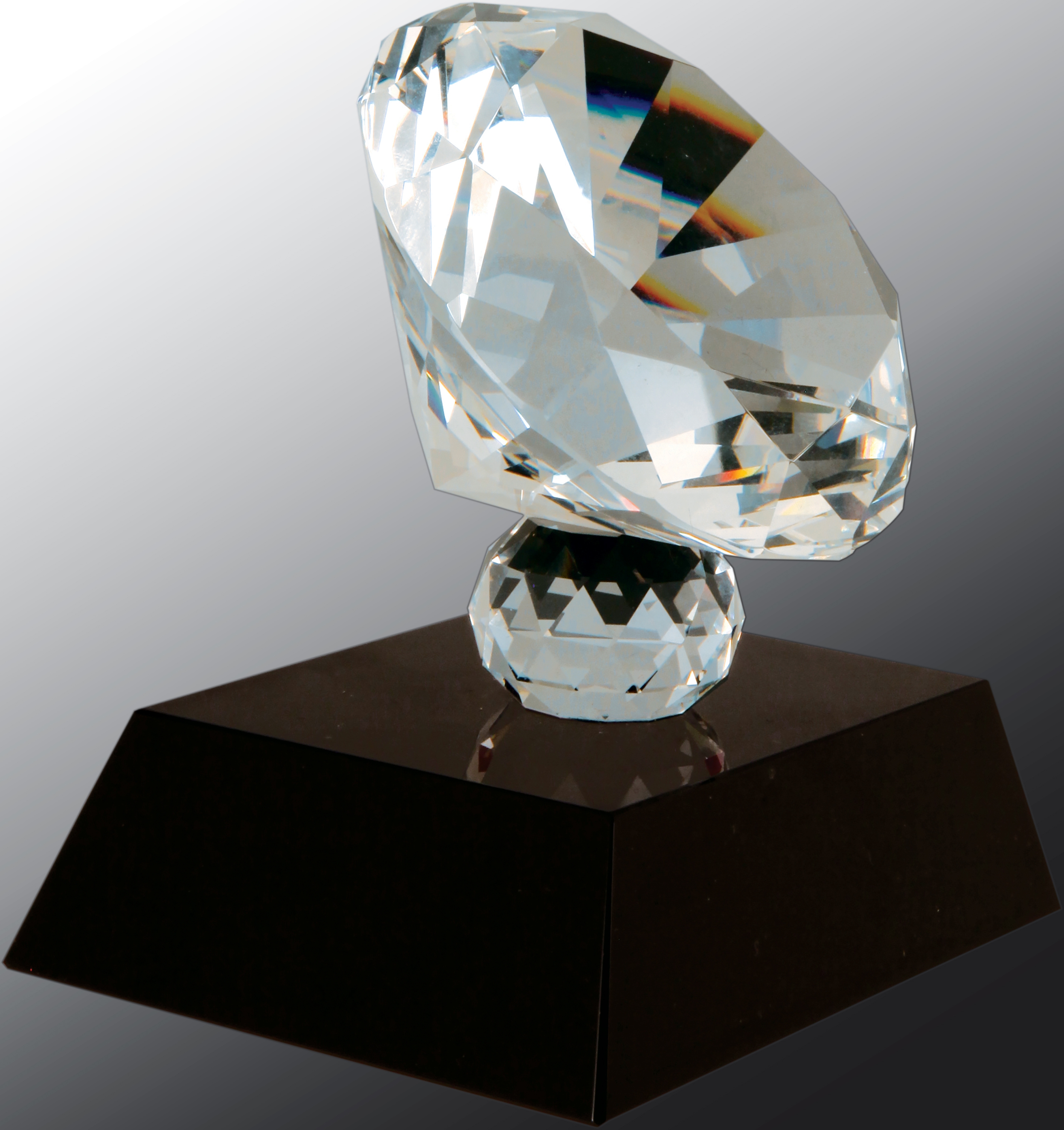 3 1/2" Crystal Diamond Award on Black Pedestal Base 3
