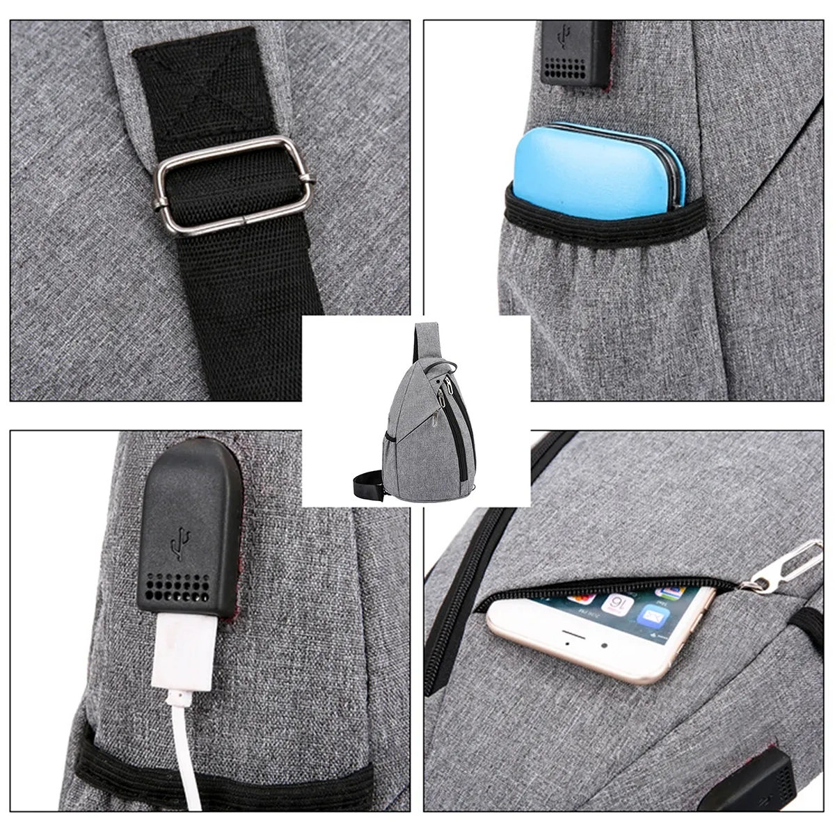 Lightweight Travel Sling Bag Crossbody With USB Charging 7