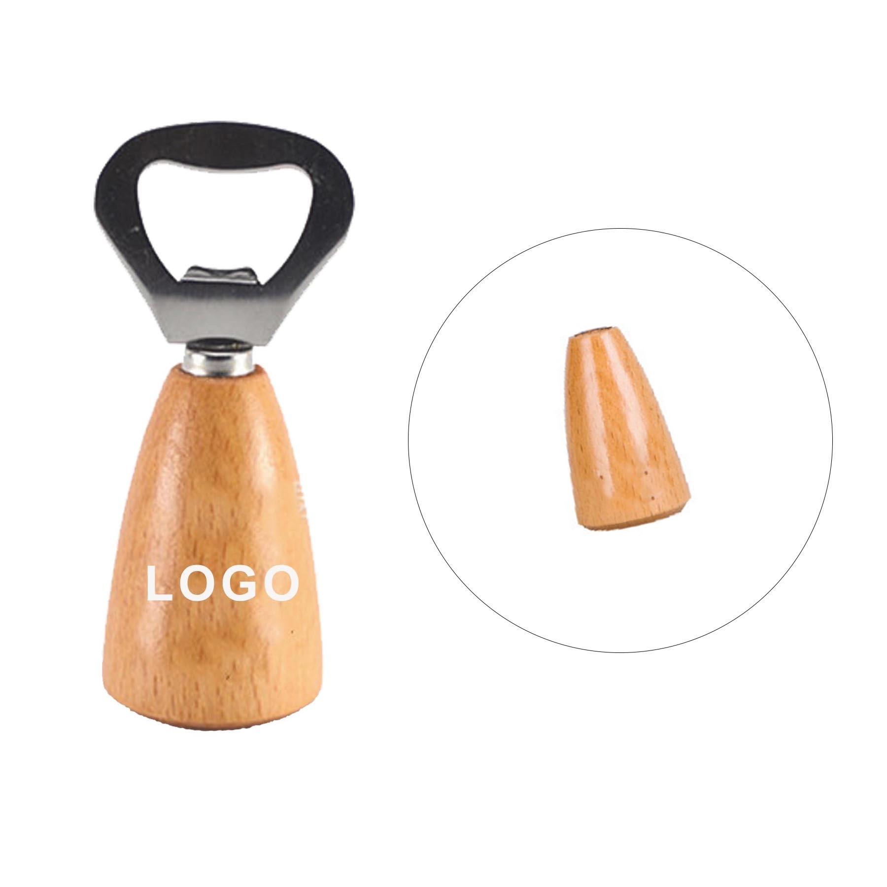 Wooden Handle Stainless Steel Bottle Opener 1
