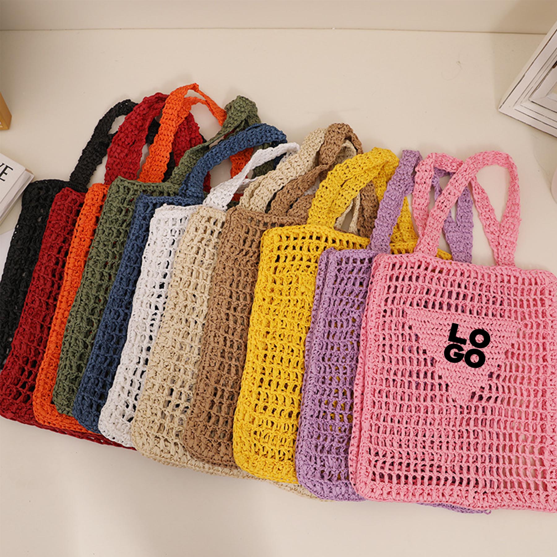 Large Handmade Rope Bag, custom tote bag with logo imprint 3