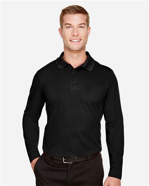 Men's Tall CrownLux Performance® Plaited Long Sleeve Polo - DG20LT 35