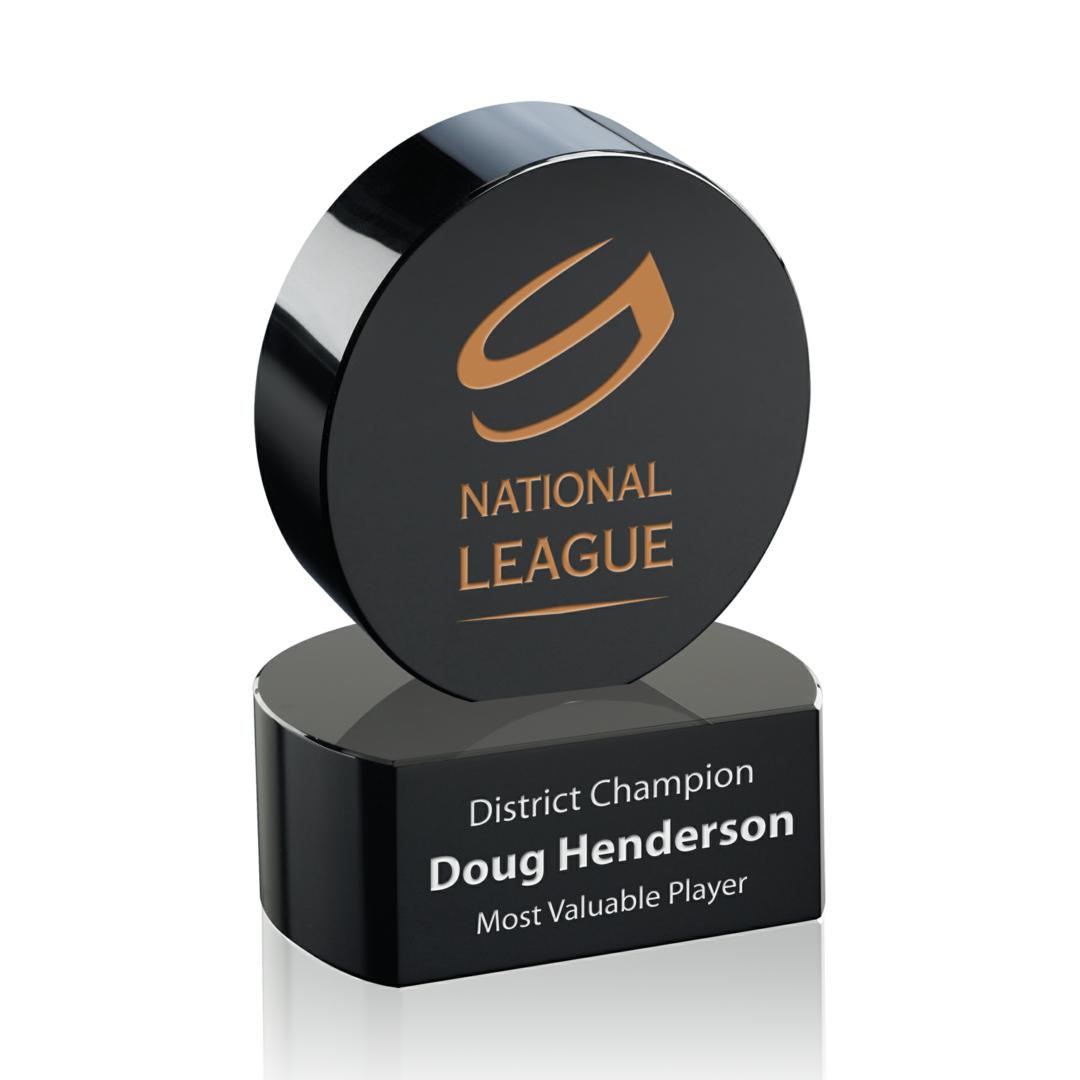Hockey Puck Award on Base - Black 2