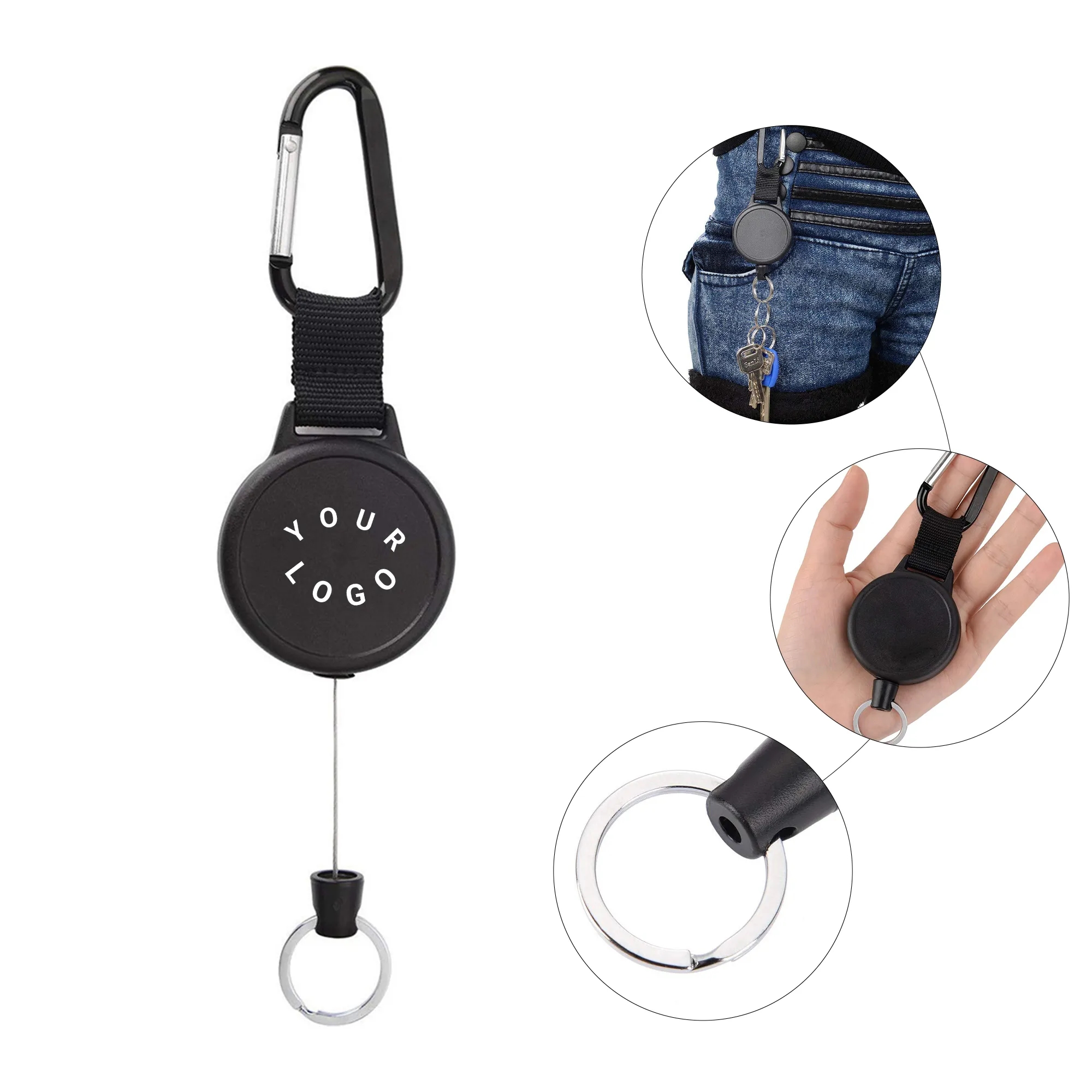 High-Elasticity Retractable Badge Clip with Keyring 2