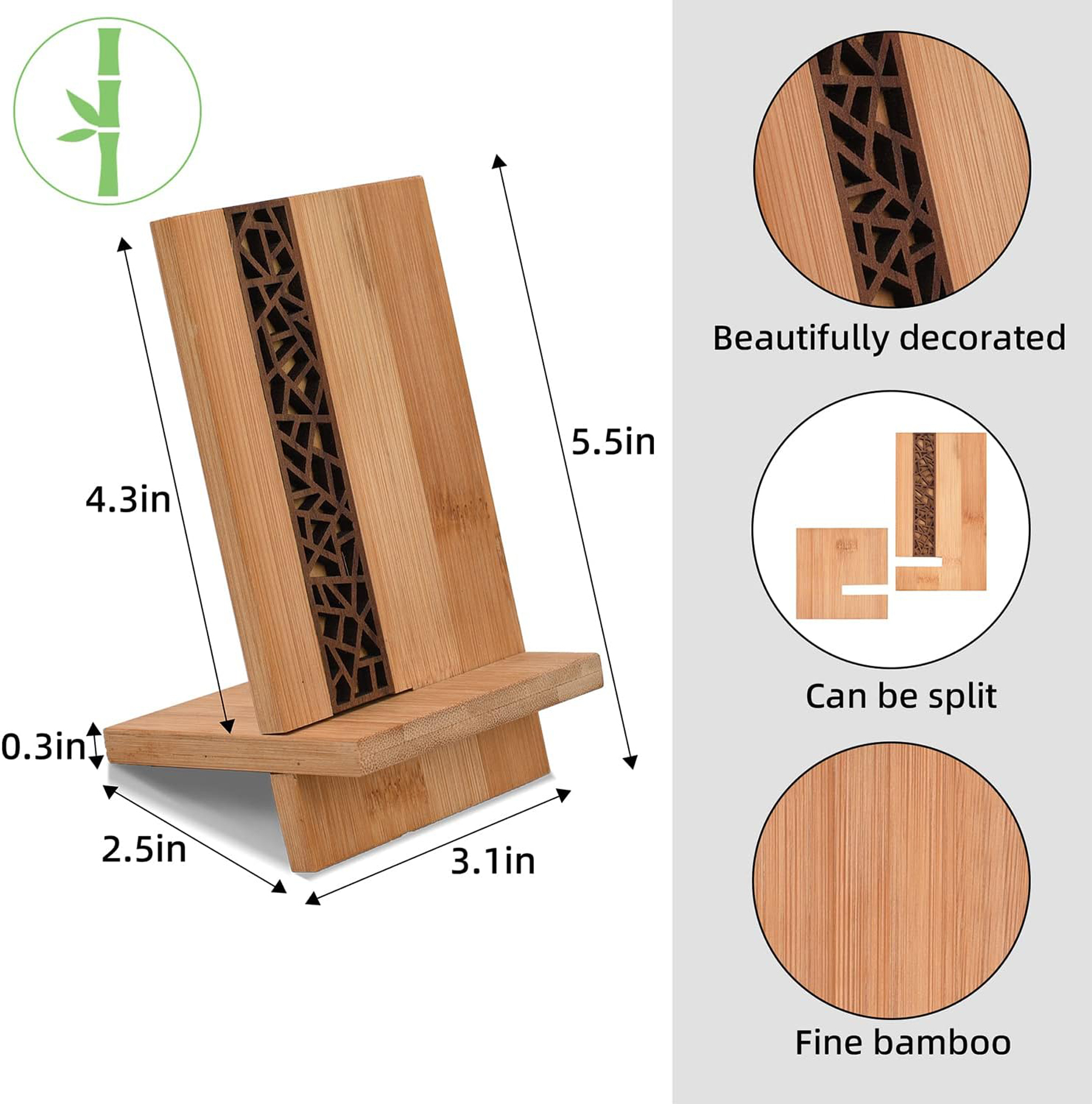 Bamboo Wood Portable Phone Stand 2