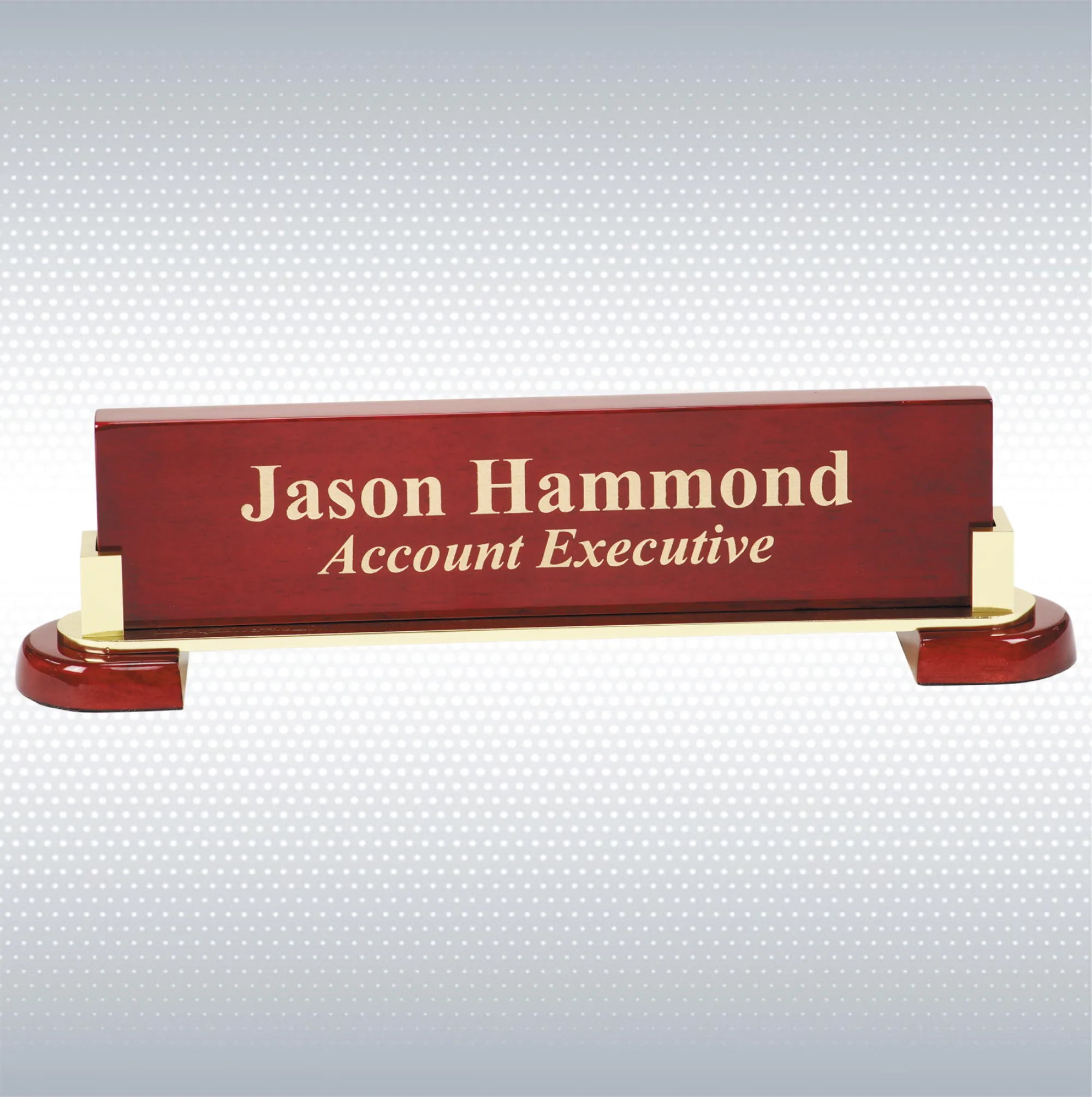 12 1/2" x 3 1/4" Rosewood Piano Finish and Metal Name Bar 6