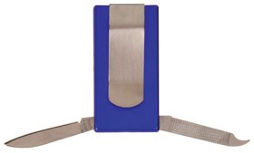 Custom Engraved Blue Money Clip with Pocket Knife 2