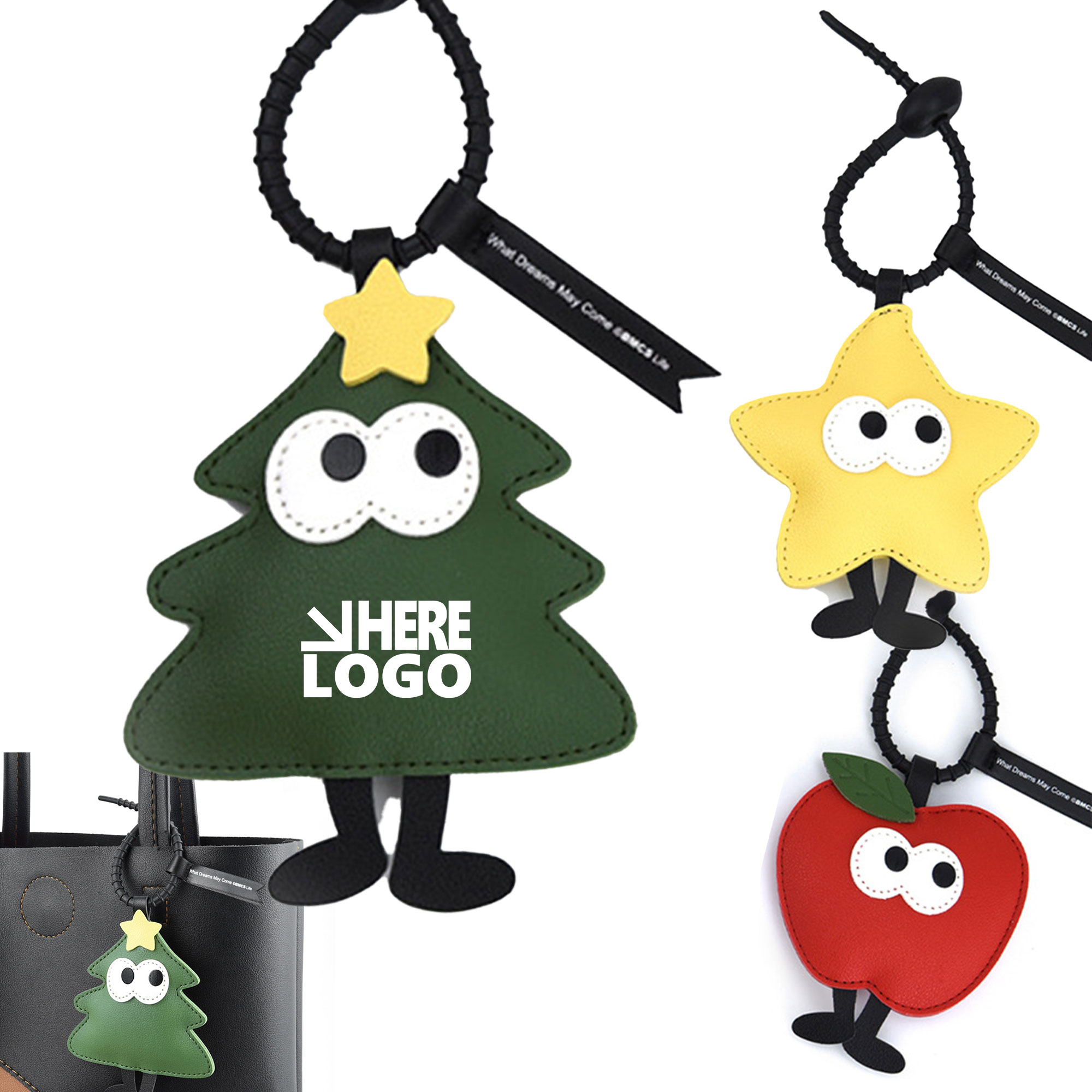 MOQ 20 Christmas Tree Keychain Festival Pendant Apple 1