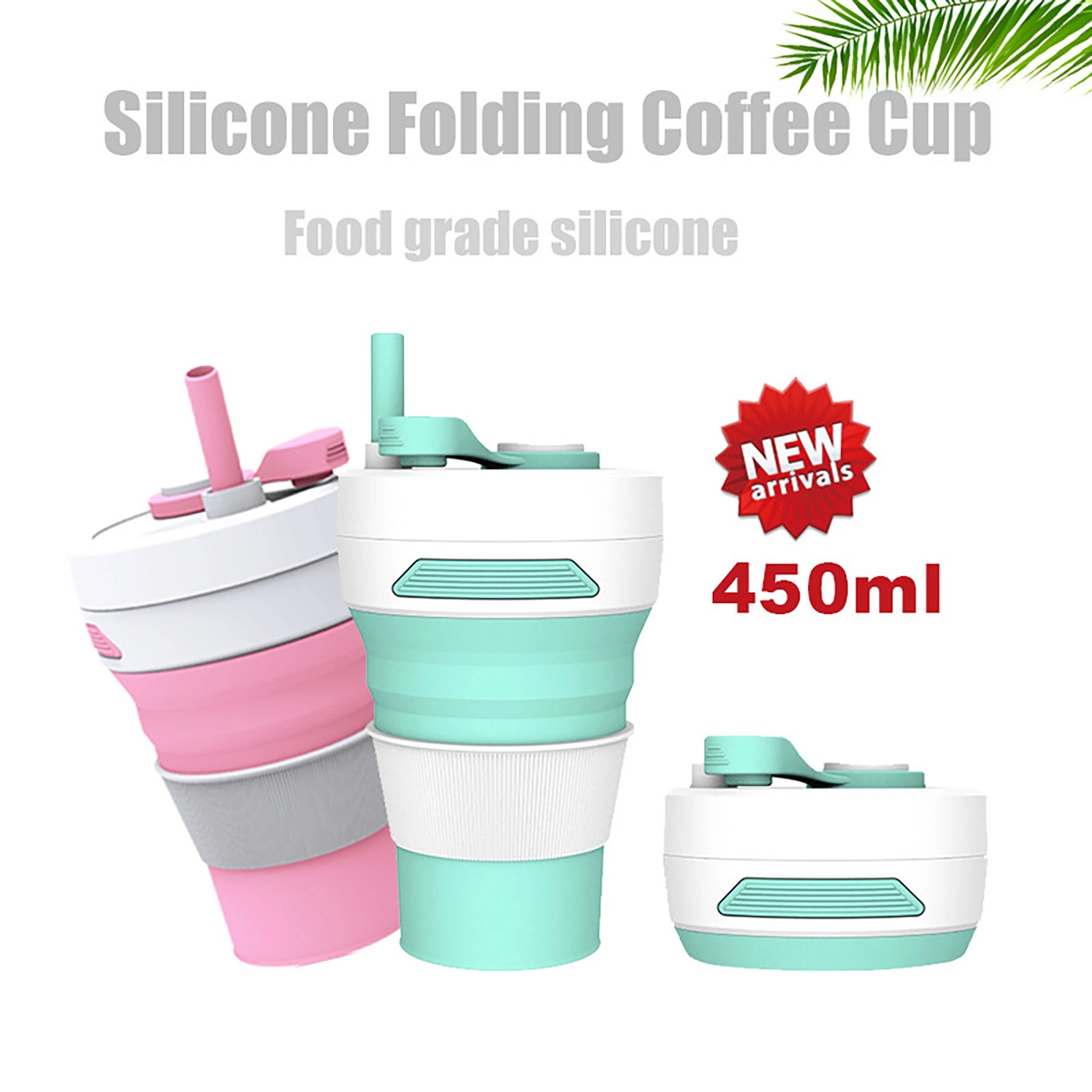 Collapsible Travel Cup Silicone Folding Bottle with Lids 8