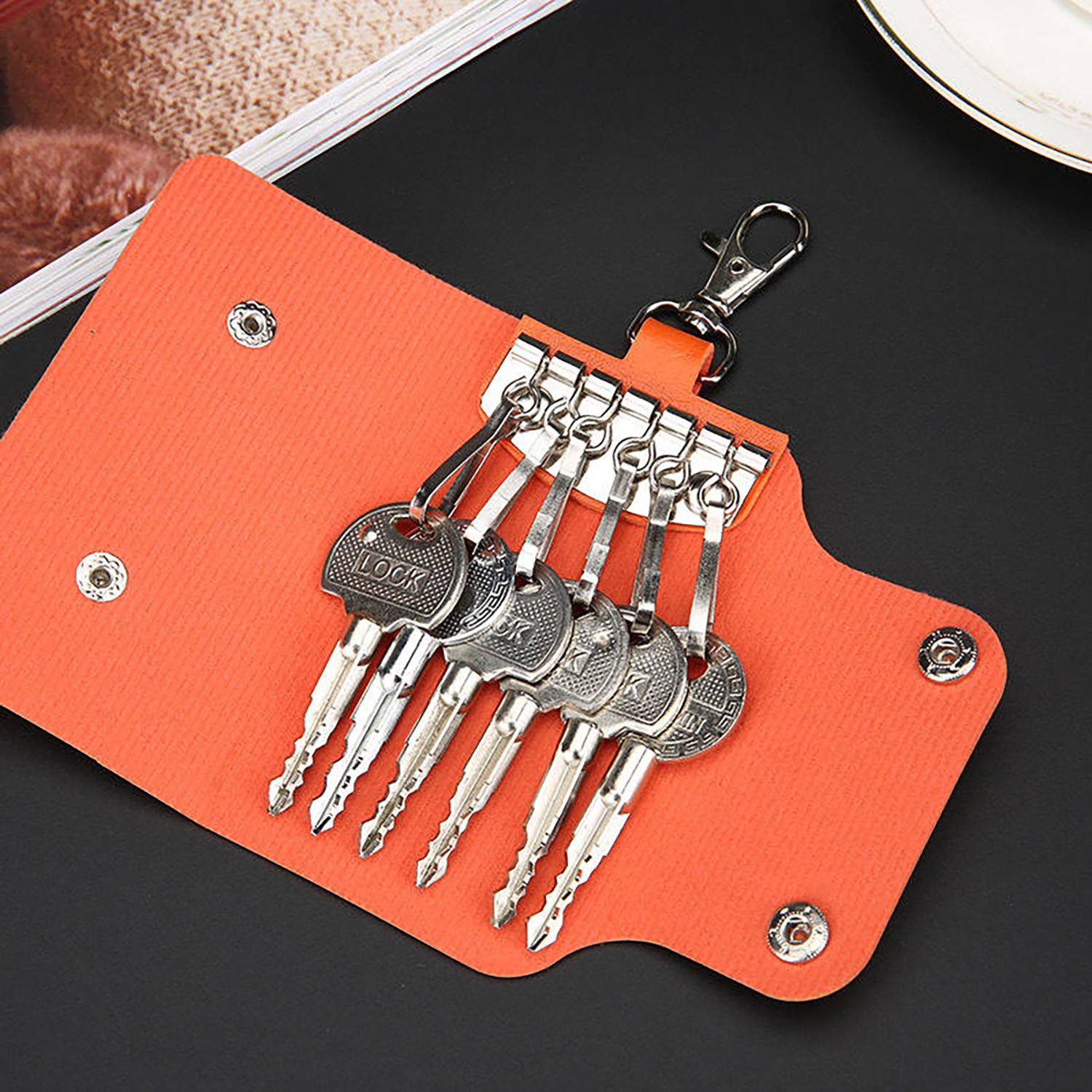 PU Leather Double-Snap Key Pouch 3