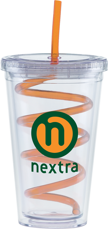 Carnival Cups-Color Curly Straw, Clear Lid 34