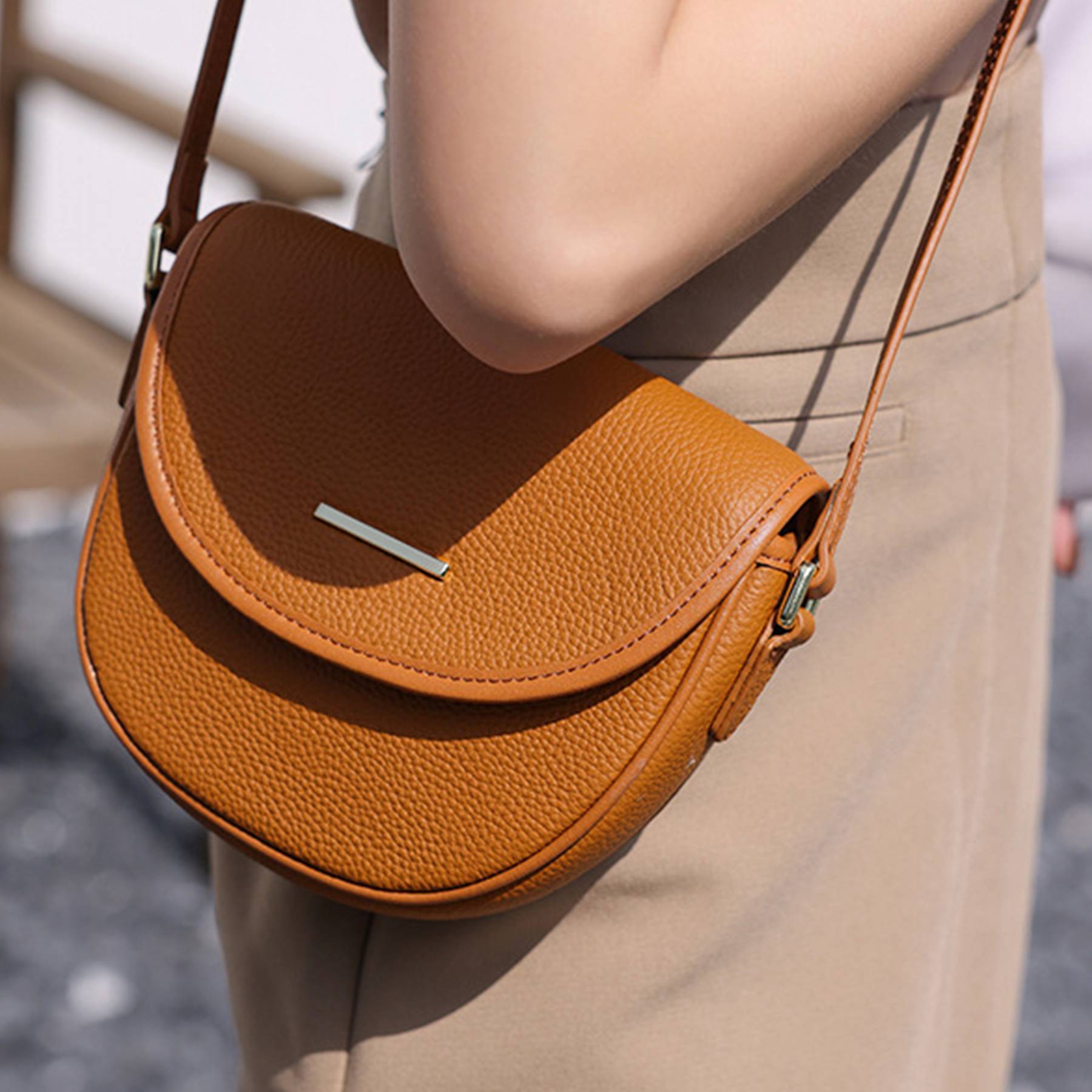 Genuine Leather Adjustable Strap Crossbody 4