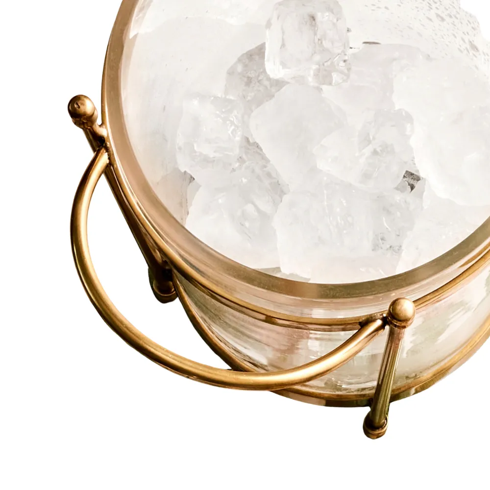 Antique Brass & Glass Champagne Bucket 2