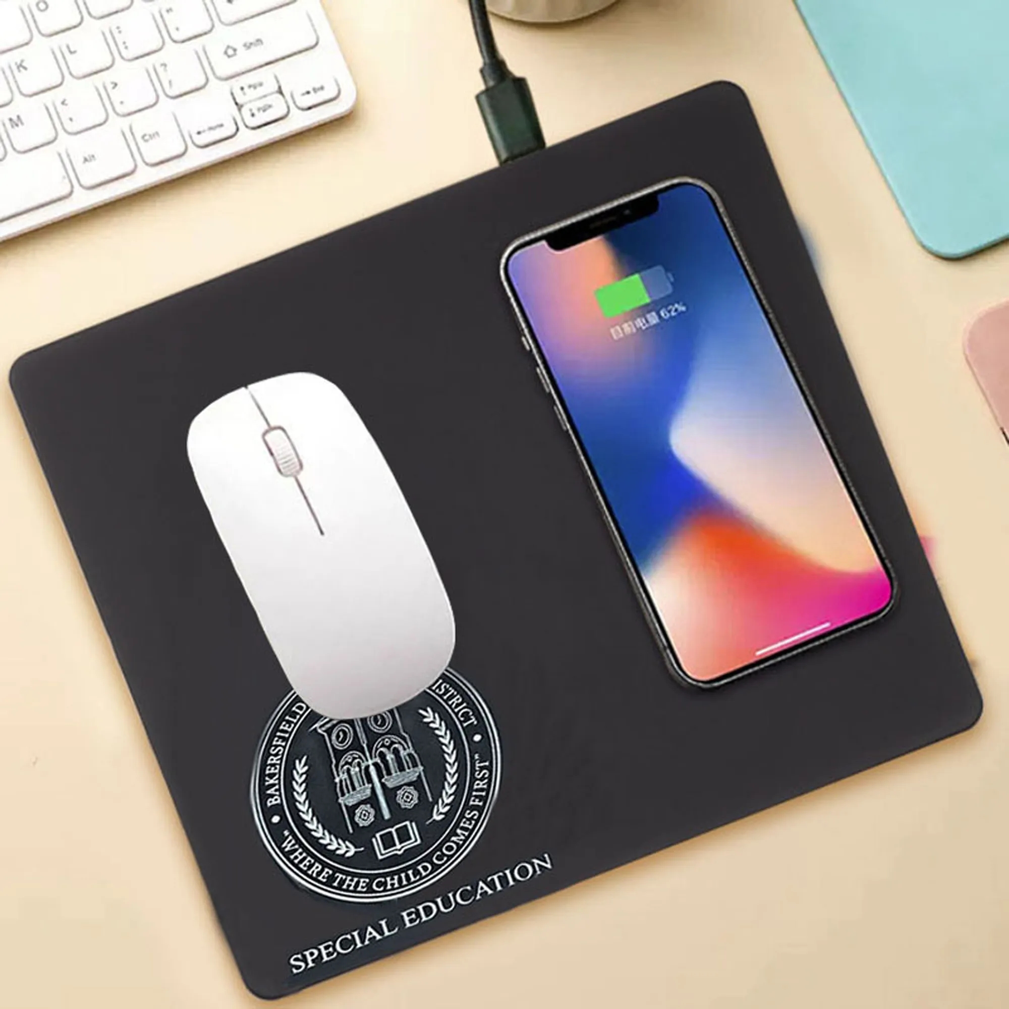 Artificial leather wireless phone charging cable with USB ch 1