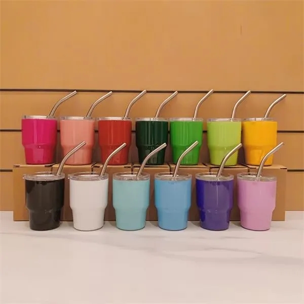 2 oz Mini Tumbler Stainless Wine cup With Straw 8