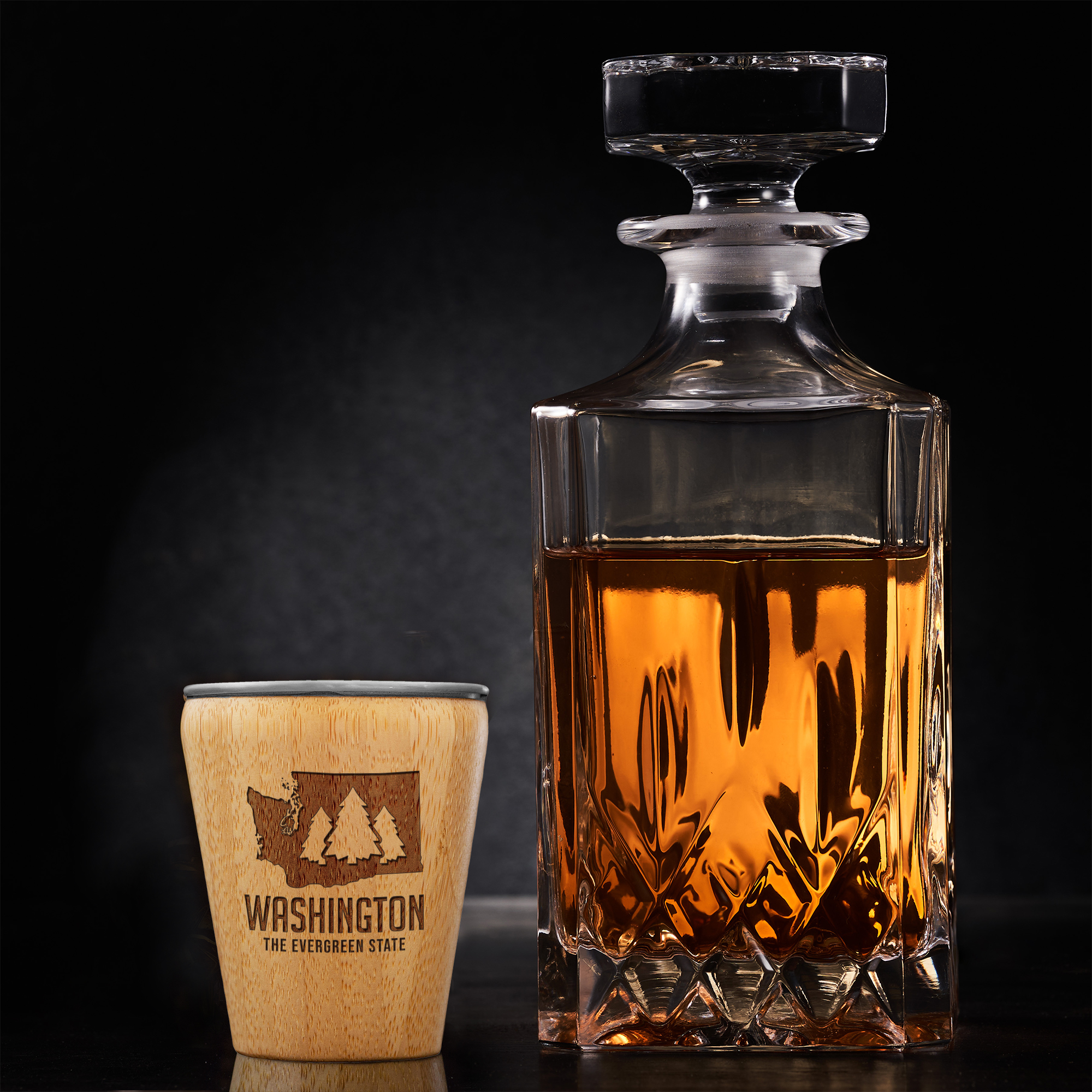Washington State Bamboo and Stainless Steel Shot Glass 4
