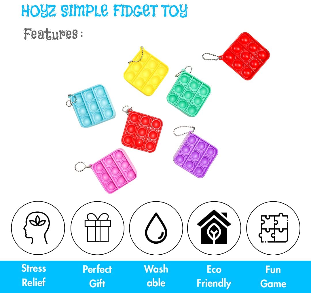 Mini Square Shape Pure Color Push Pop/Key Chain 4