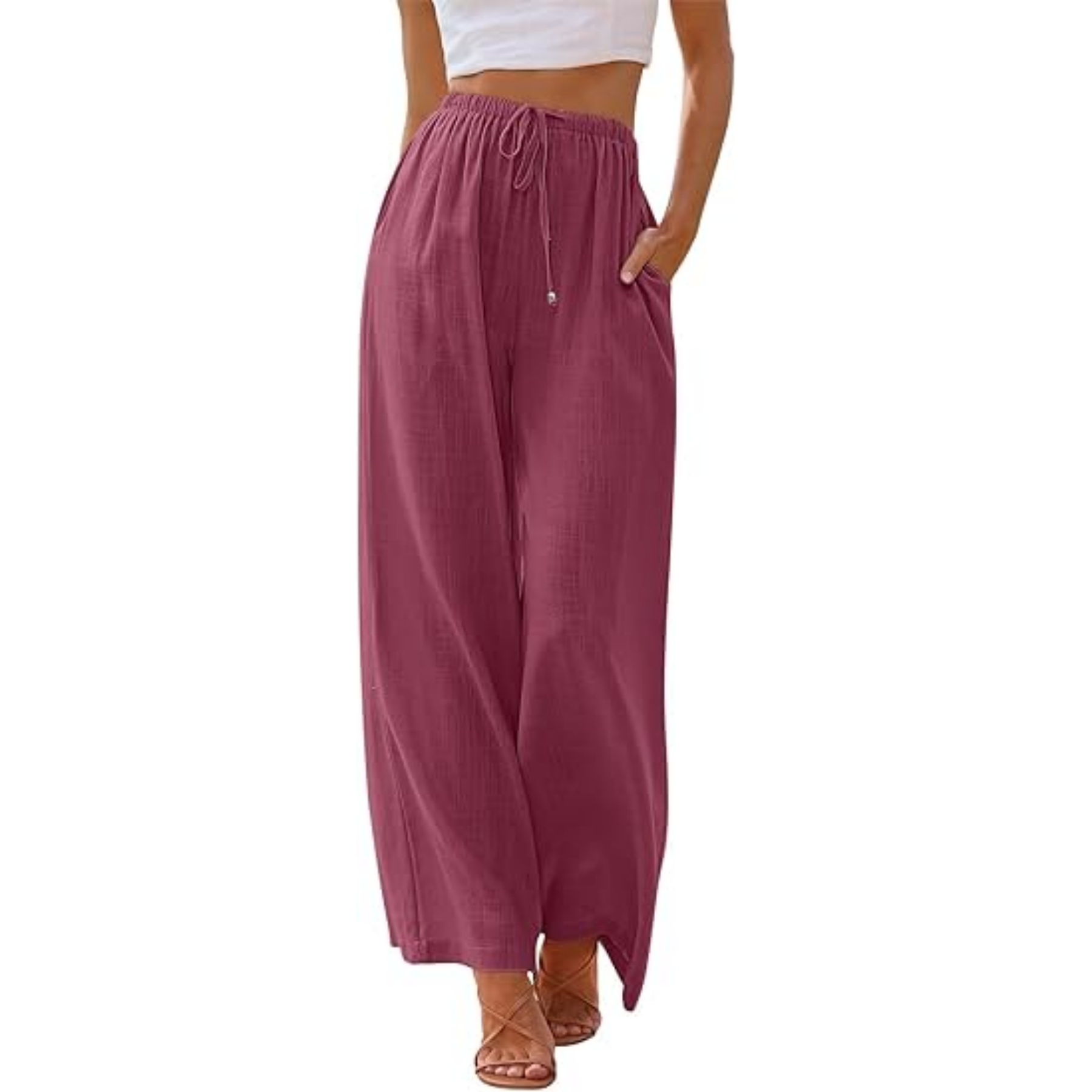 Women's Linen Summer Palazzo Pants 16