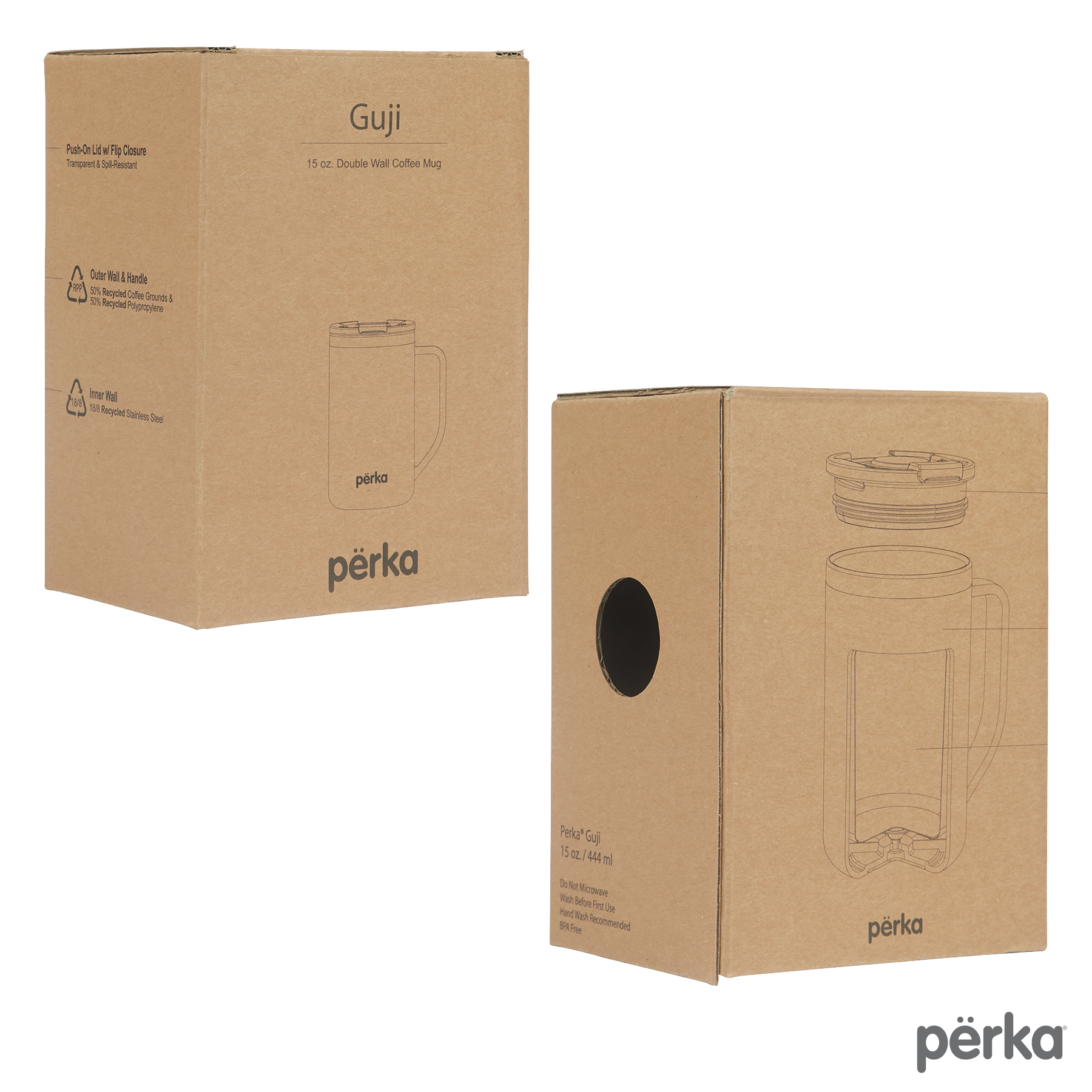 Perka® Guji 15 oz. Recycled Steel and Coffee Grounds Mug 4