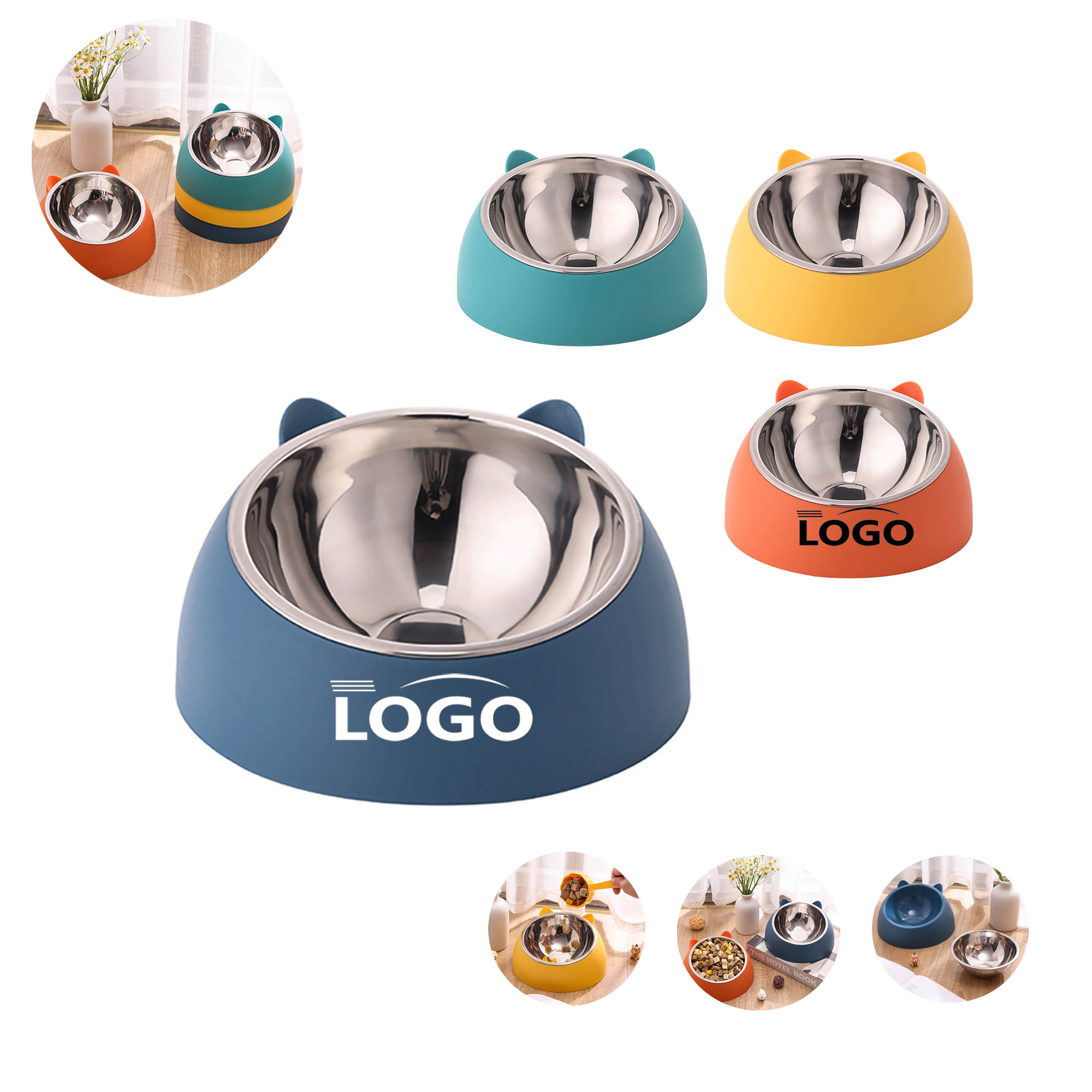 Pet Food Scoop Neck Protection Cat Dog Bowls 2