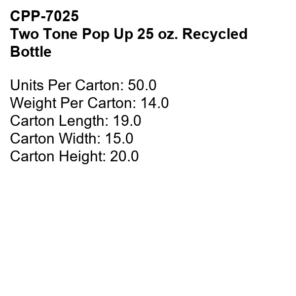 Two Tone Pop Up 25 oz. Recycled Bottle 15