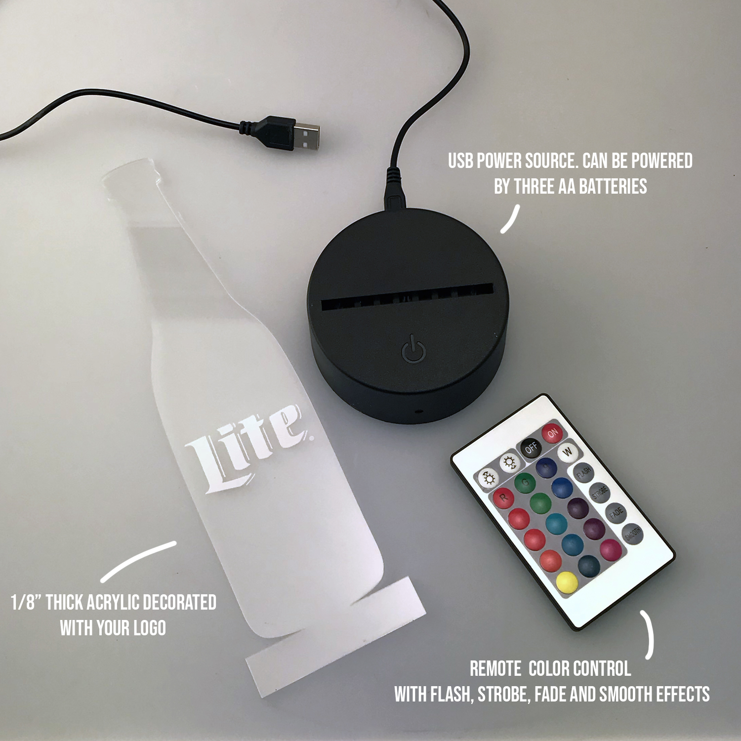 Acrylic LED Display With 3.5" Round Base 3