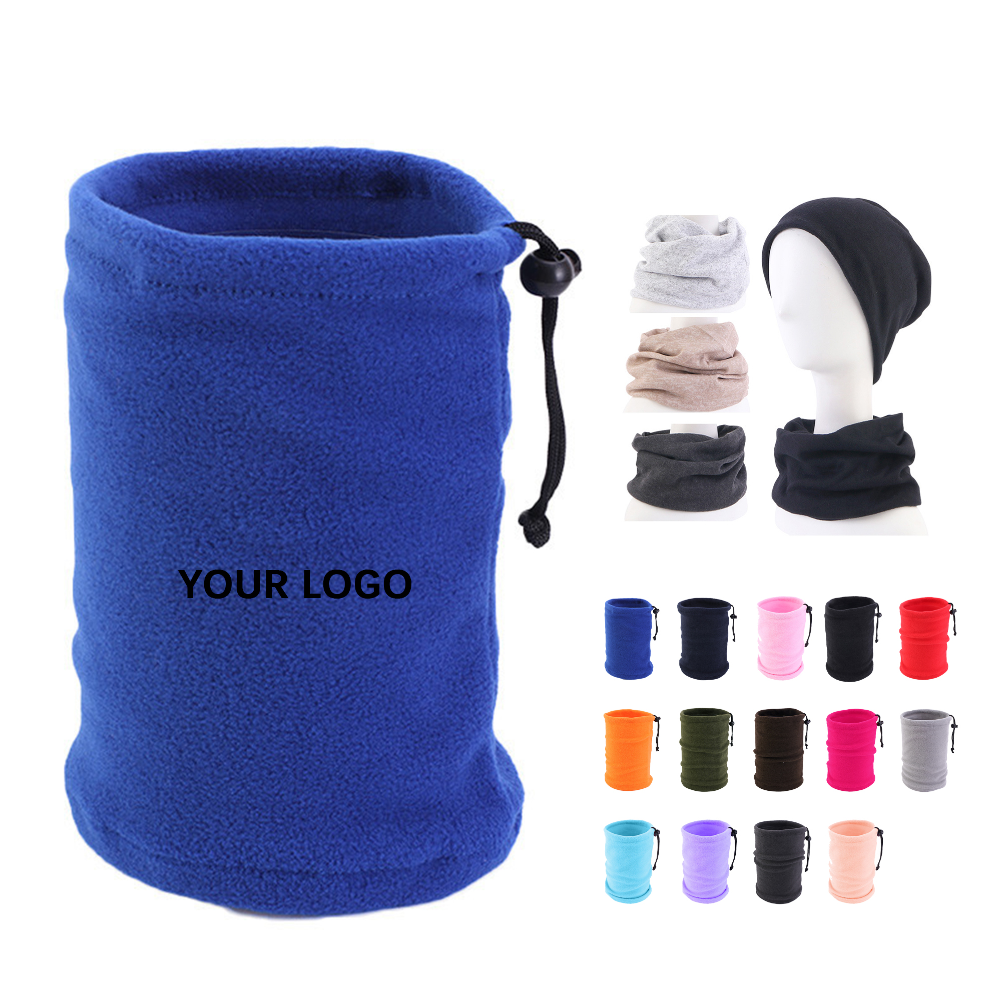 Polar Fleece Drawstring Neck Gaiter 11.81" x 9.84" 4