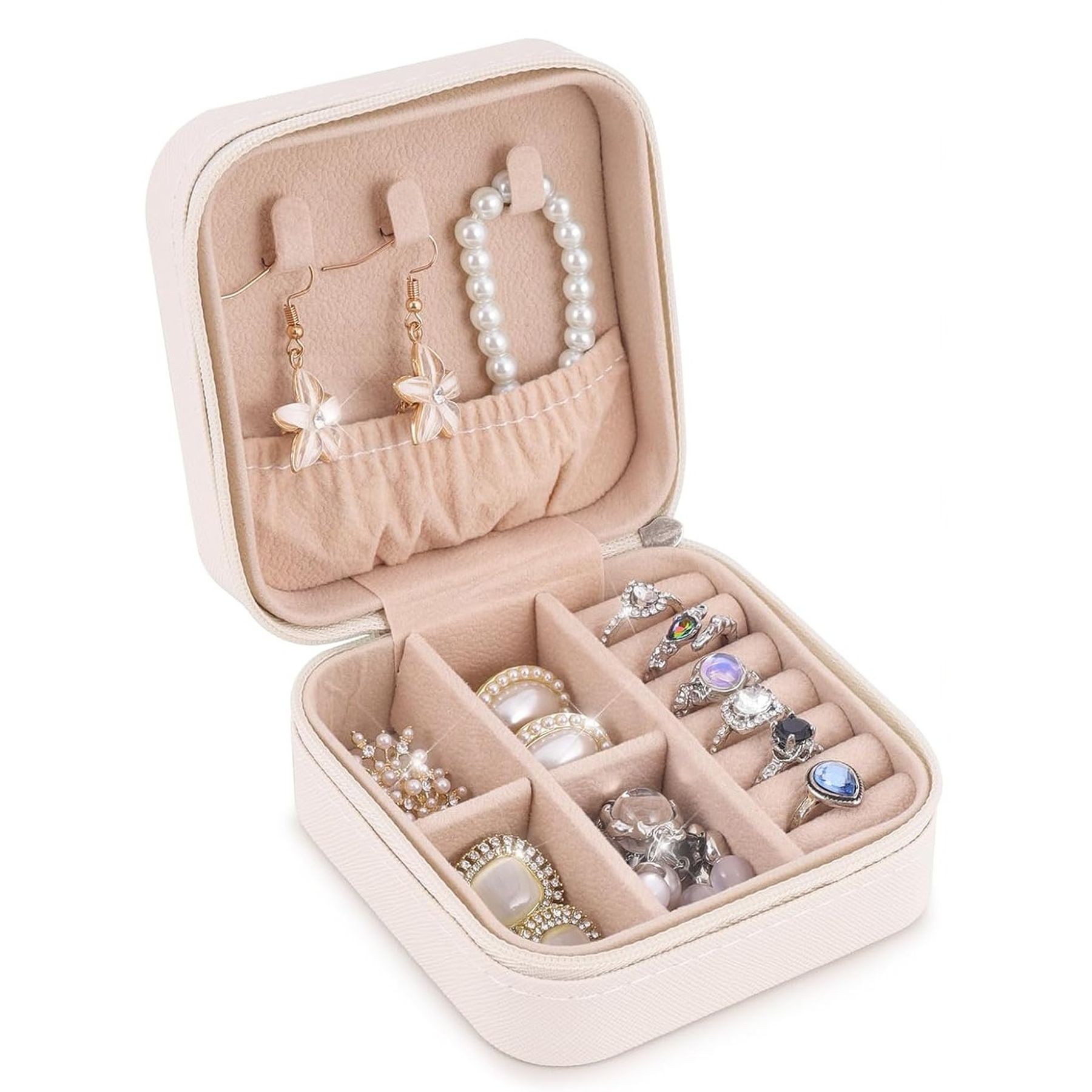 Pu Leather Small Jewelry Box Travel Portable Jewelry Case 13