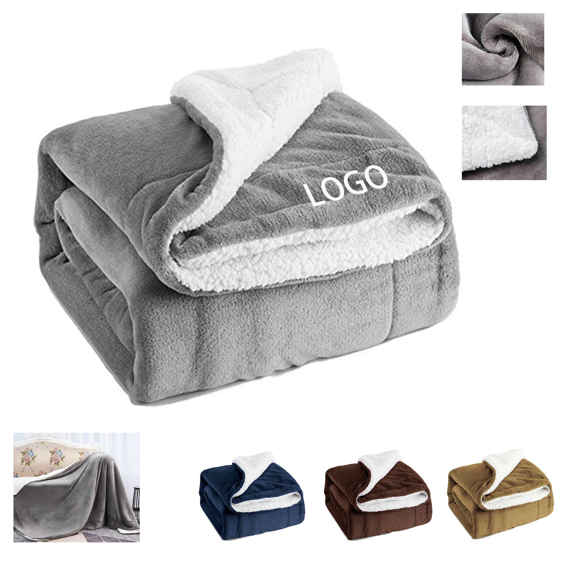 Sherpa Double Blanket MOQ 10PCS