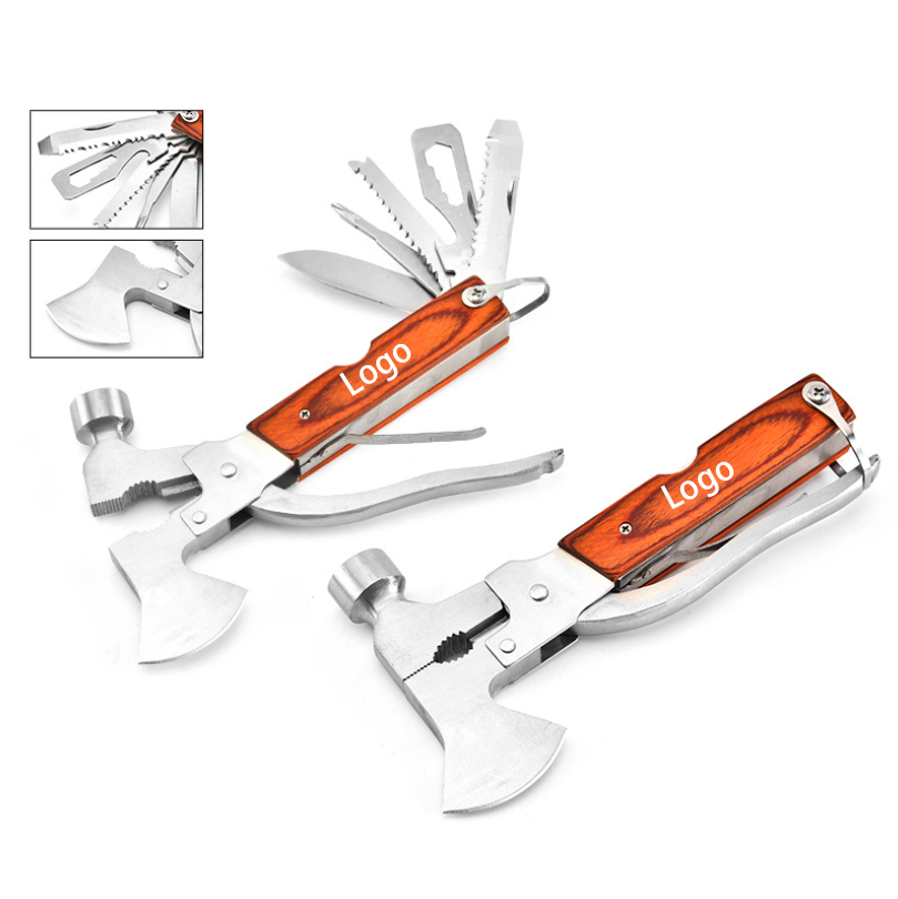 Outdoor Stainless Steel Multi-Tool with Wooden Handle 7