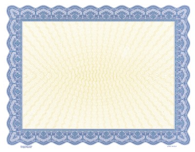 Completed Custom Printed Blue Certificate 2