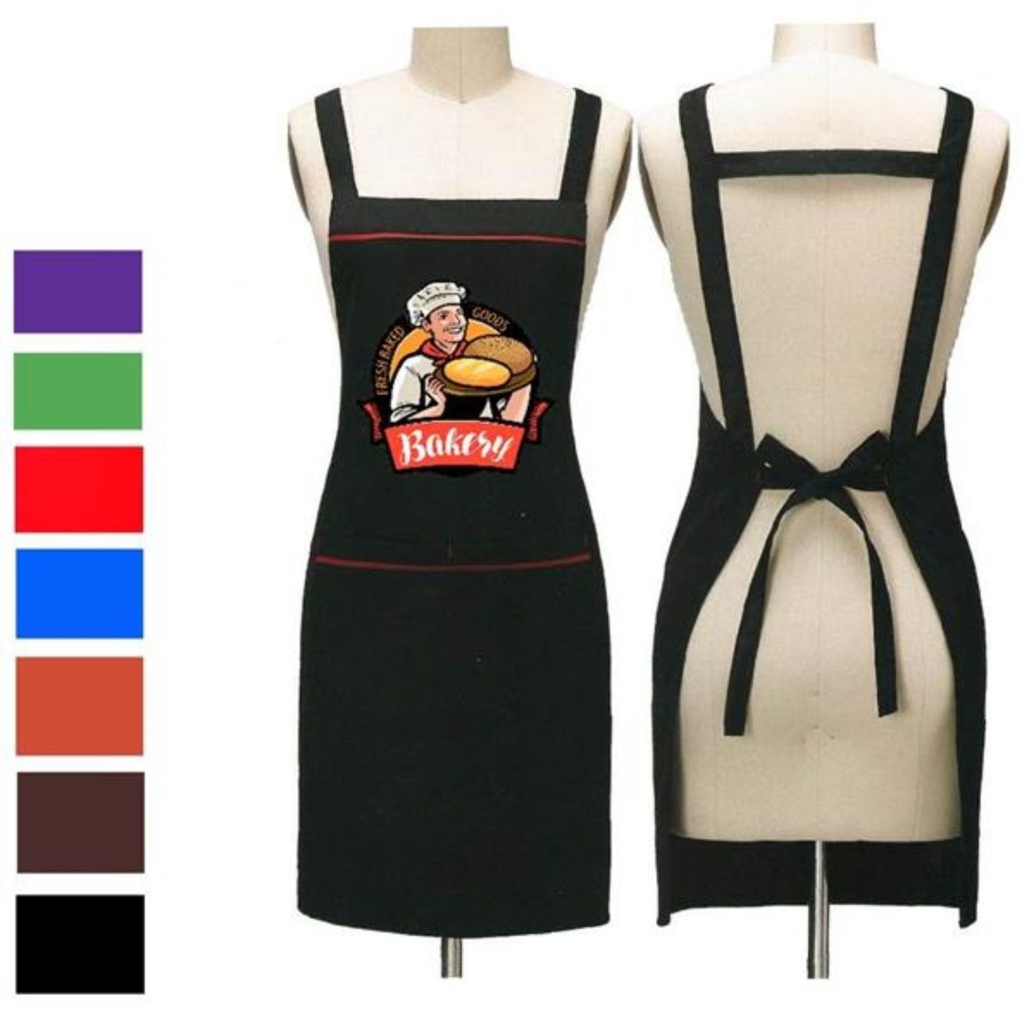 12 oz Woven knitted Kitchen Apron w/ Coloful Trim & 2 pocket 4