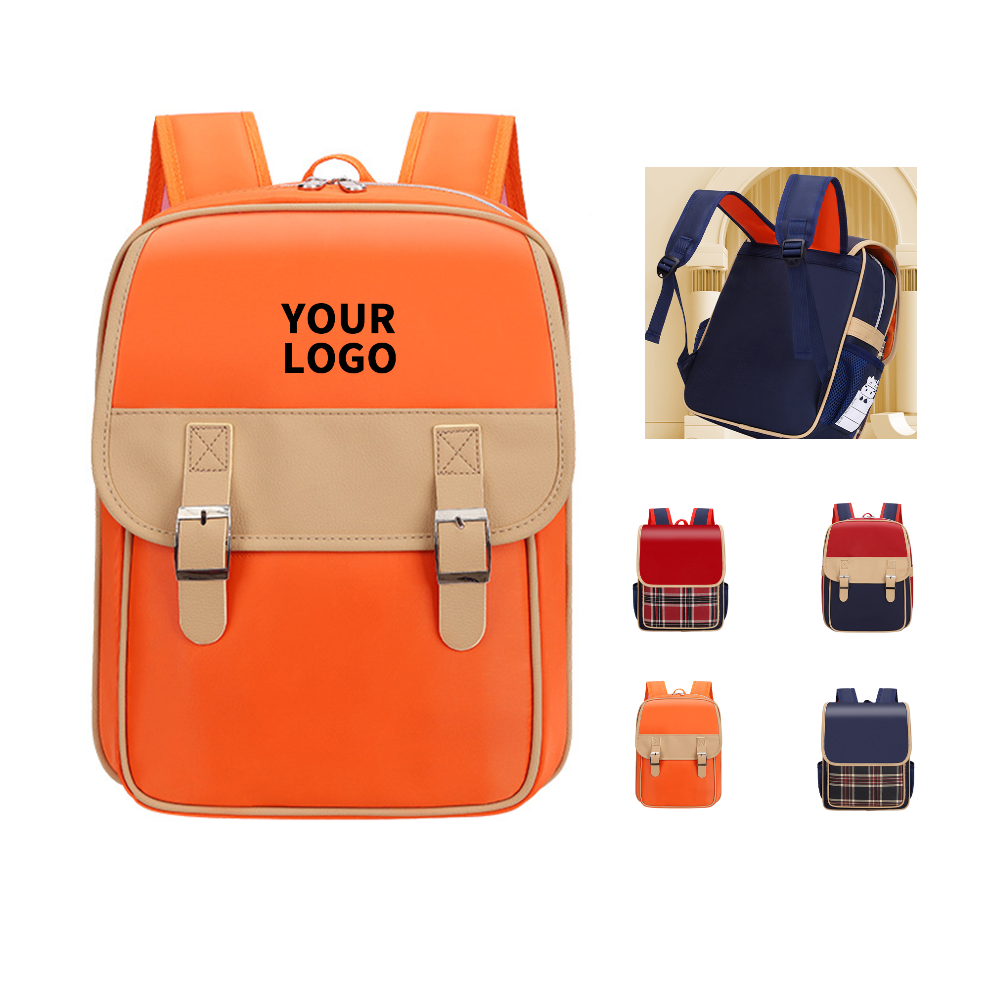 Nylon Water Resistant Child School Backpack 13.4" Height 2