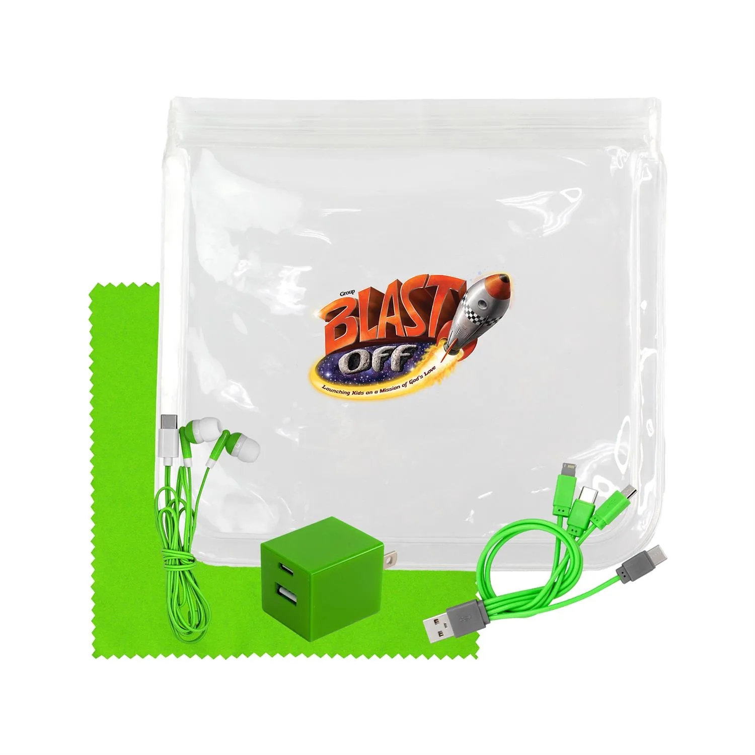 Clear Wall, Cable, Ear Bud & Cloth Set 9