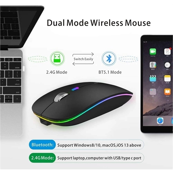 2.4GHz Rechargeable Silent Bluetooth Wireless Mouse 2