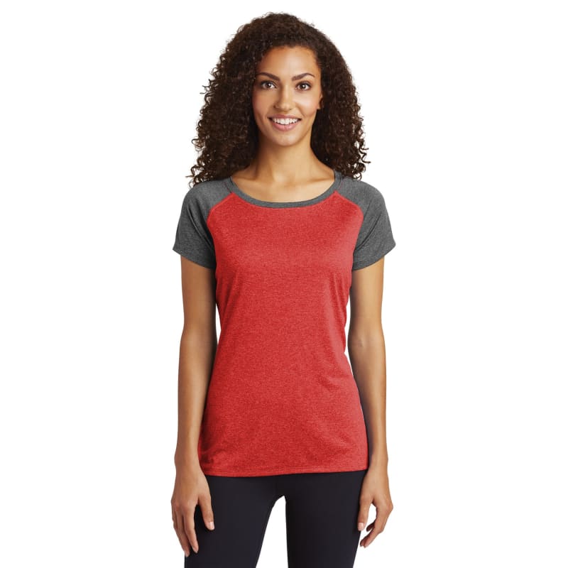 Sport-Tek Women's Heather-On-Heather Contender Scoop Neck Tee. 20