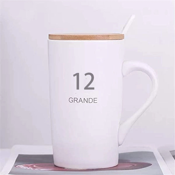 Ceramic Mug Bamboo Lid 12 oz 2