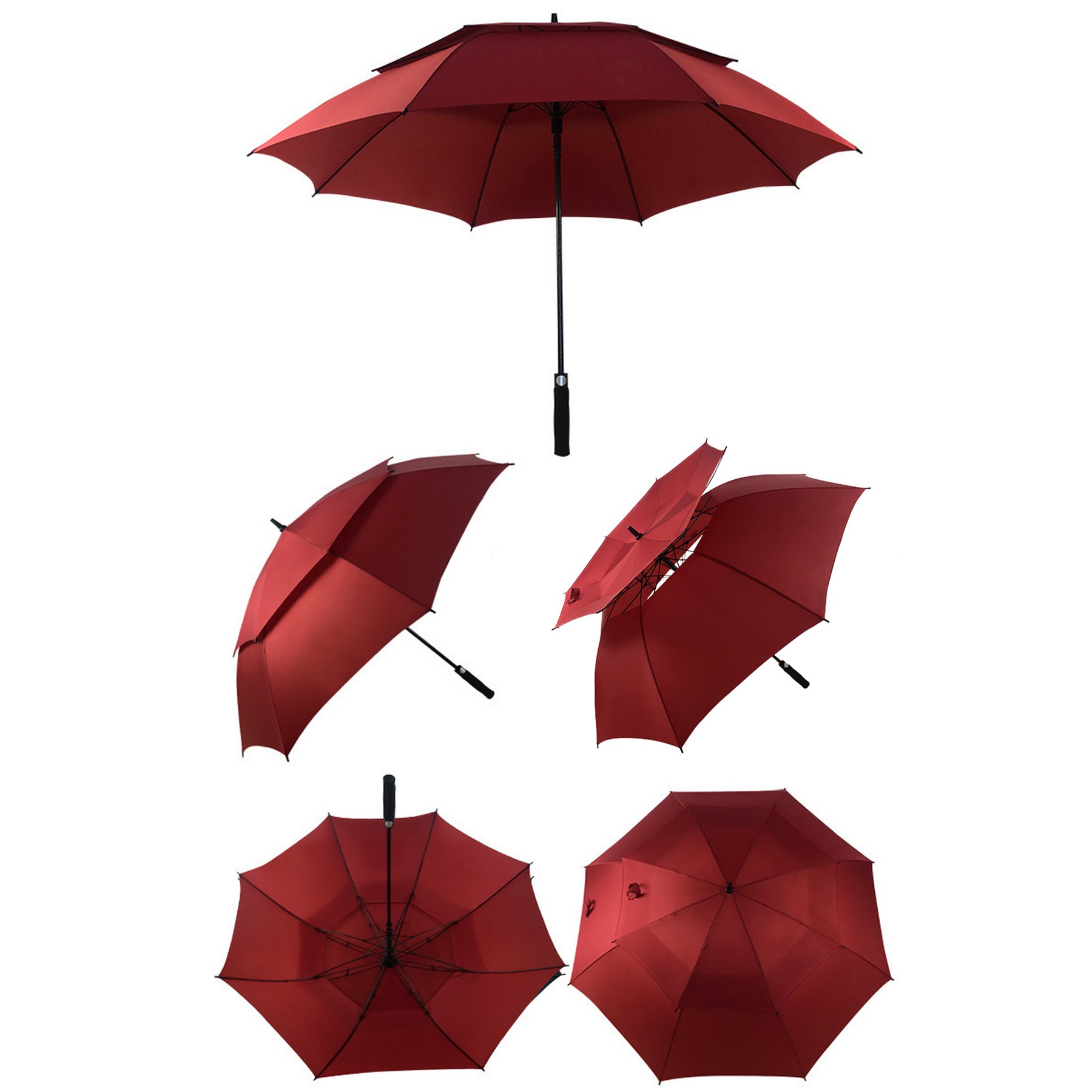 30" Oversize Double Canopy Vented Windproof Umbrella 4