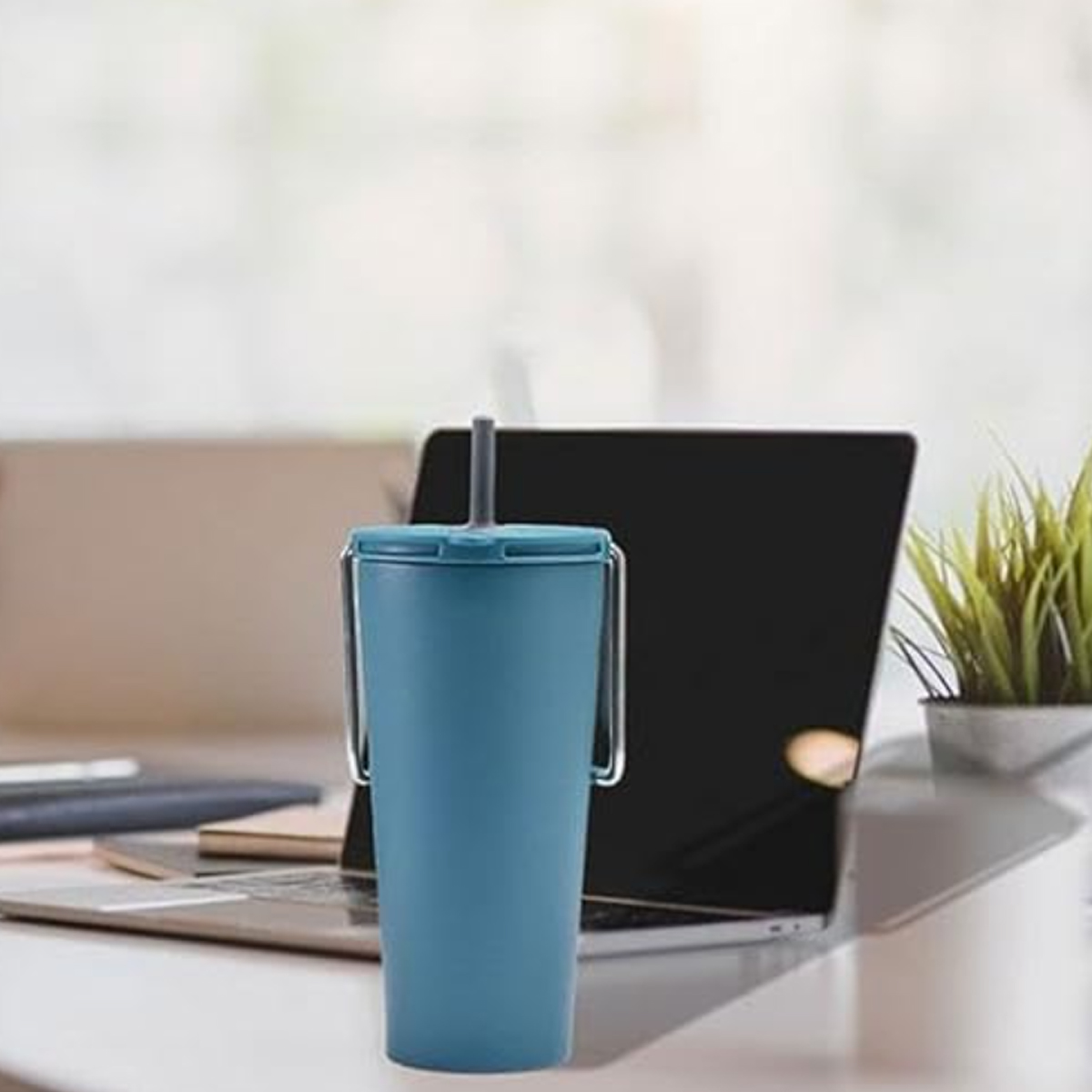 20Oz. Stainless Steel Handle Tumbler with Straw Lid 5