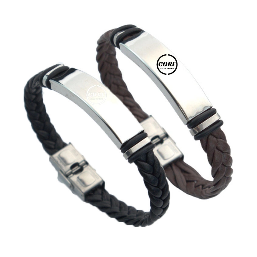 Custom Stainless Steel Leather Bracelet 2