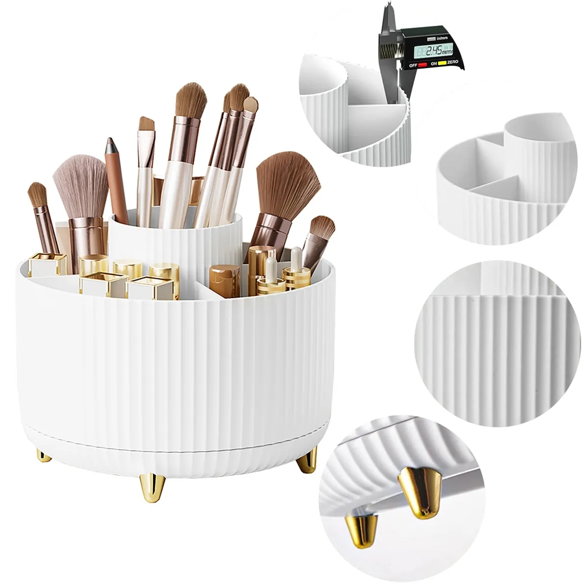 360 Rotating Makeup Brush Bathroom Vanity Desktop Organizer 1